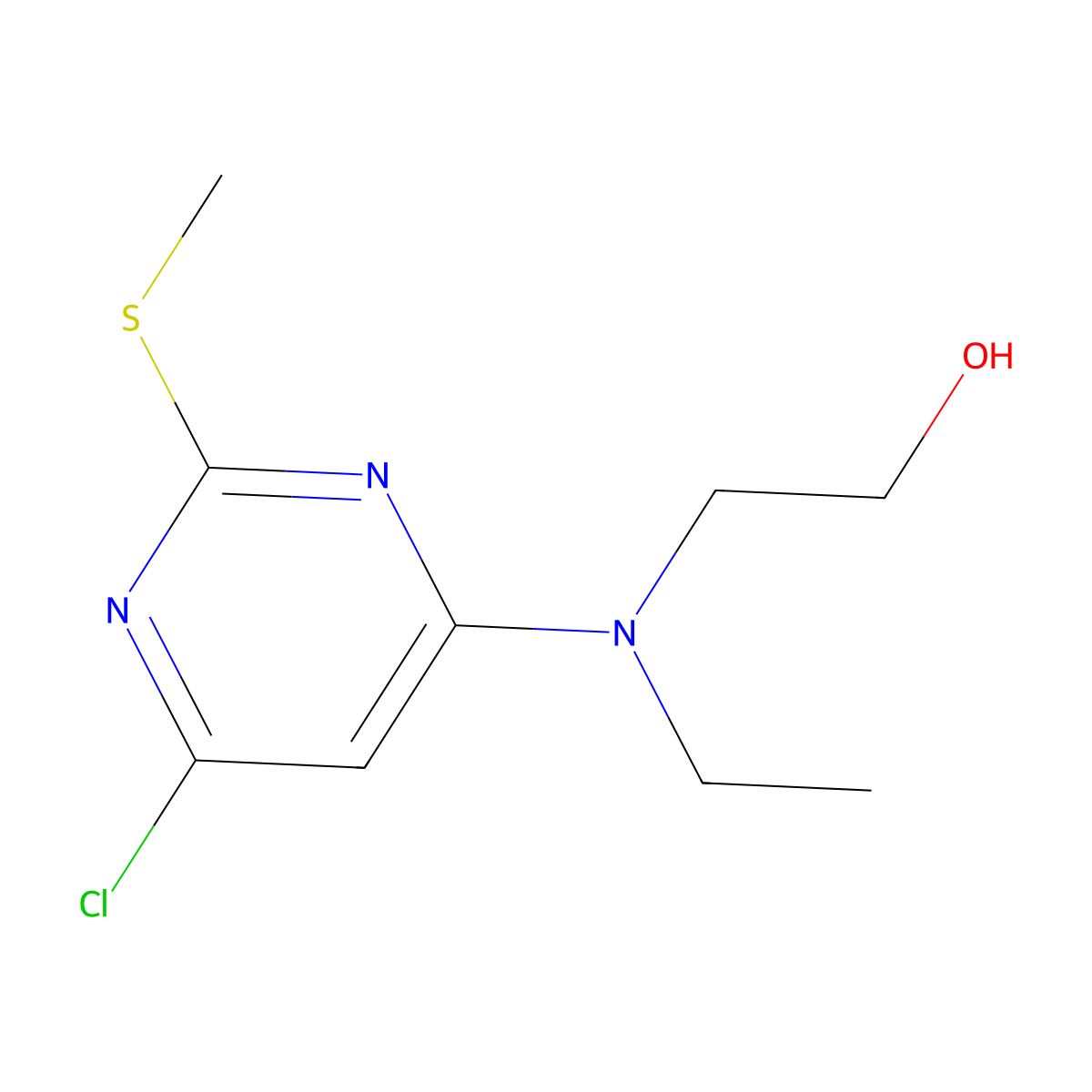 2-[[6-Chloro-2-(methylsulfanyl)-4-pyrimidinyl](ethyl)amino]-1-ethanol molecular structure, CAS 860650-71-1
