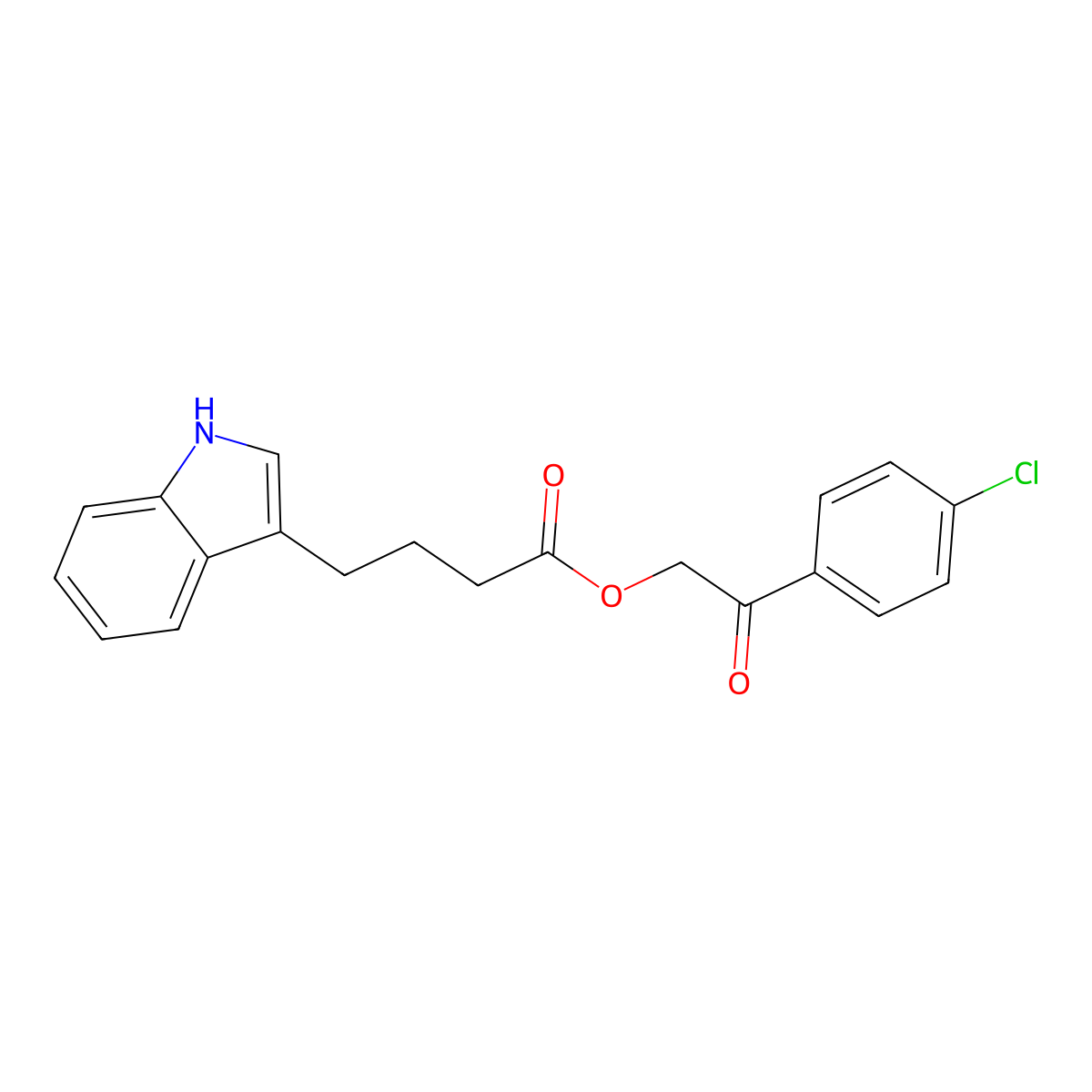 2-(4-chlorophenyl)-2-oxoethyl 4-(1H-indol-3-yl)butanoate molecular structure, CAS 860650-72-2