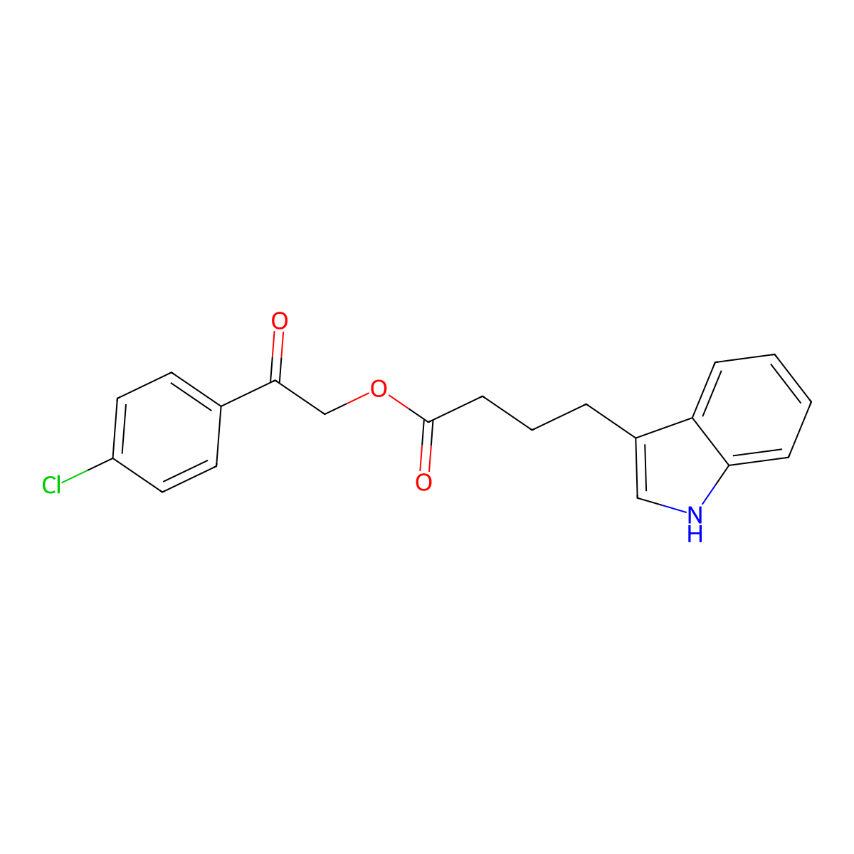 2-(4-chlorophenyl)-2-oxoethyl 4-(1H-indol-3-yl)butanoate molecular structure, CAS 860650-72-2