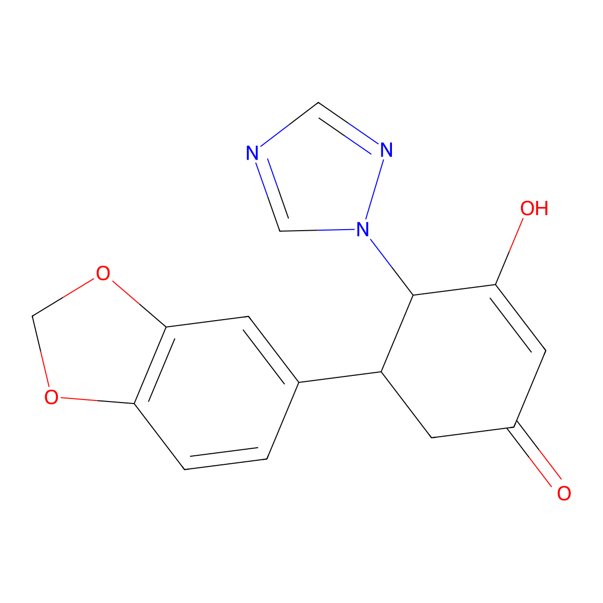 5-(1,3-benzodioxol-5-yl)-3-hydroxy-4-(1H-1,2,4-triazol-1-yl)-2-cyclohexen-1-one molecular structure, CAS 860650-75-5
