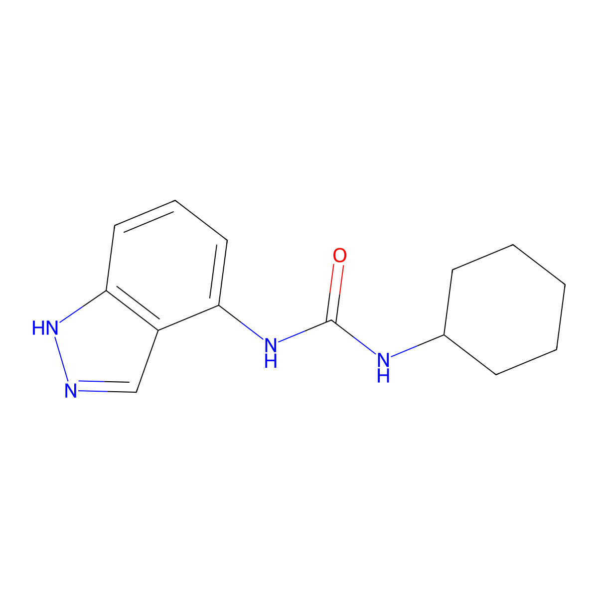 1-cyclohexyl-3-(1H-indazol-4-yl)urea molecular structure, CAS 860650-79-9