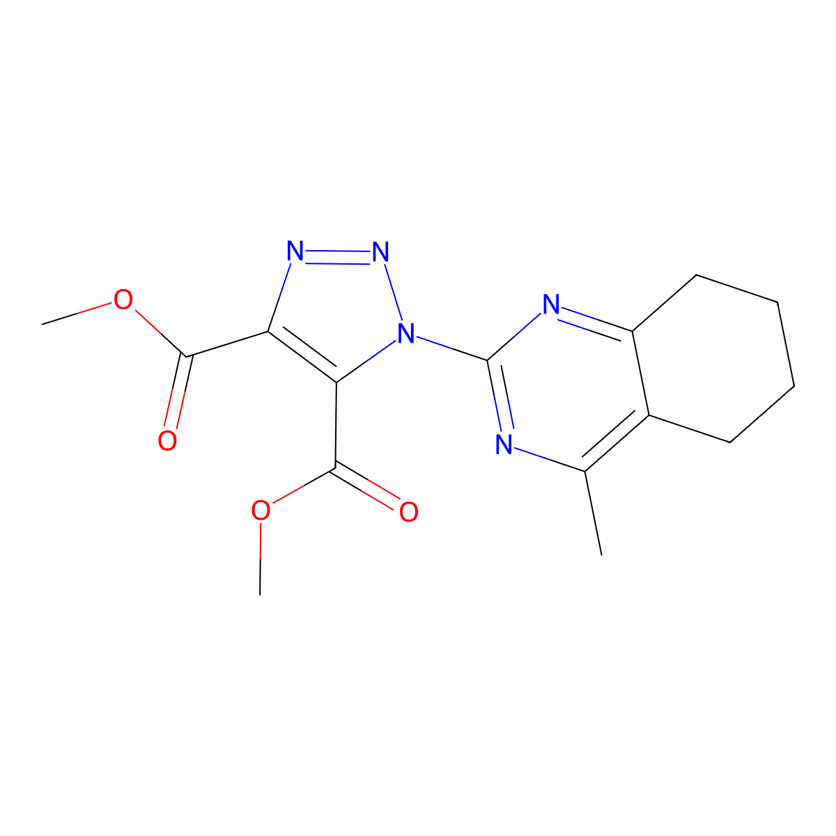 dimethyl 1-(4-methyl-5,6,7,8-tetrahydro-2-quinazolinyl)-1H-1,2,3-triazole-4,5-dicarboxylate molecular structure, CAS 860650-84-6