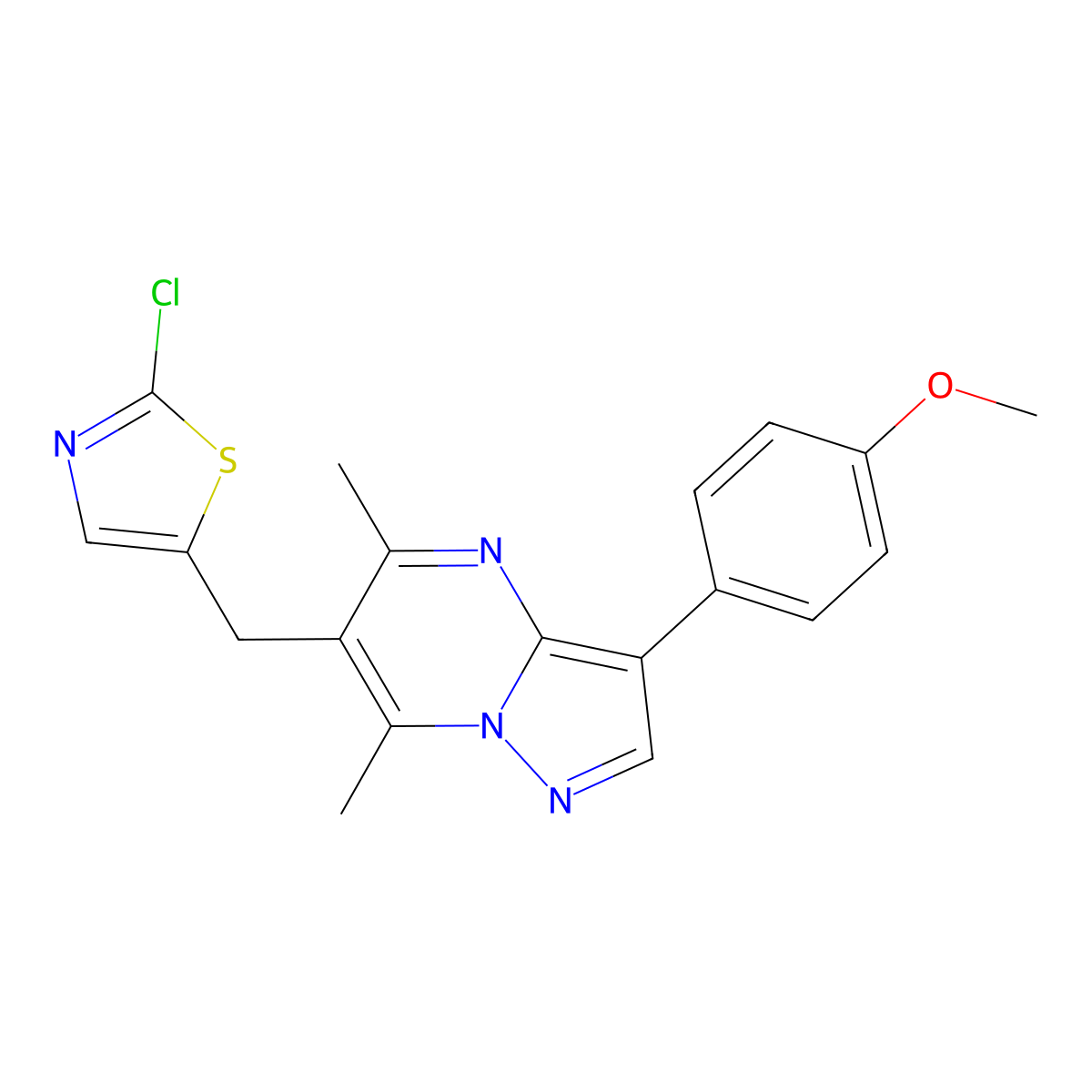 2-Chloro-5-{[3-(4-methoxyphenyl)-5,7-dimethylpyrazolo[1,5-a]pyrimidin-6-yl]methyl}-1,3-thiazole molecular structure, CAS 860650-86-8