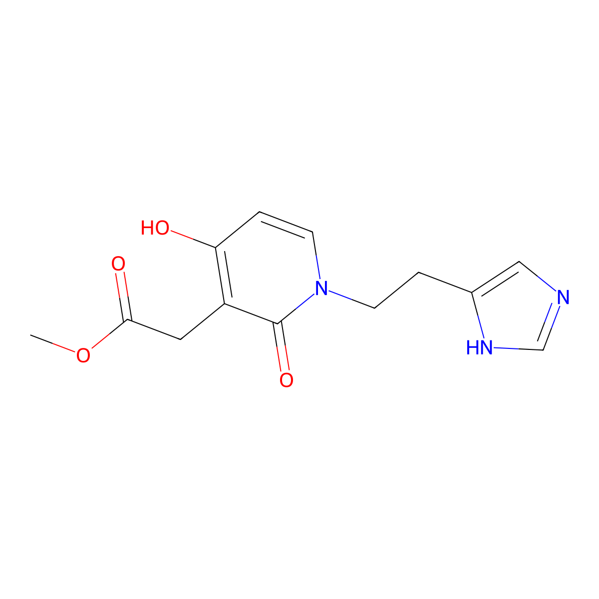 methyl 2-{4-hydroxy-1-[2-(1H-imidazol-5-yl)ethyl]-2-oxo-1,2-dihydro-3-pyridinyl}acetate molecular structure, CAS 860650-87-9