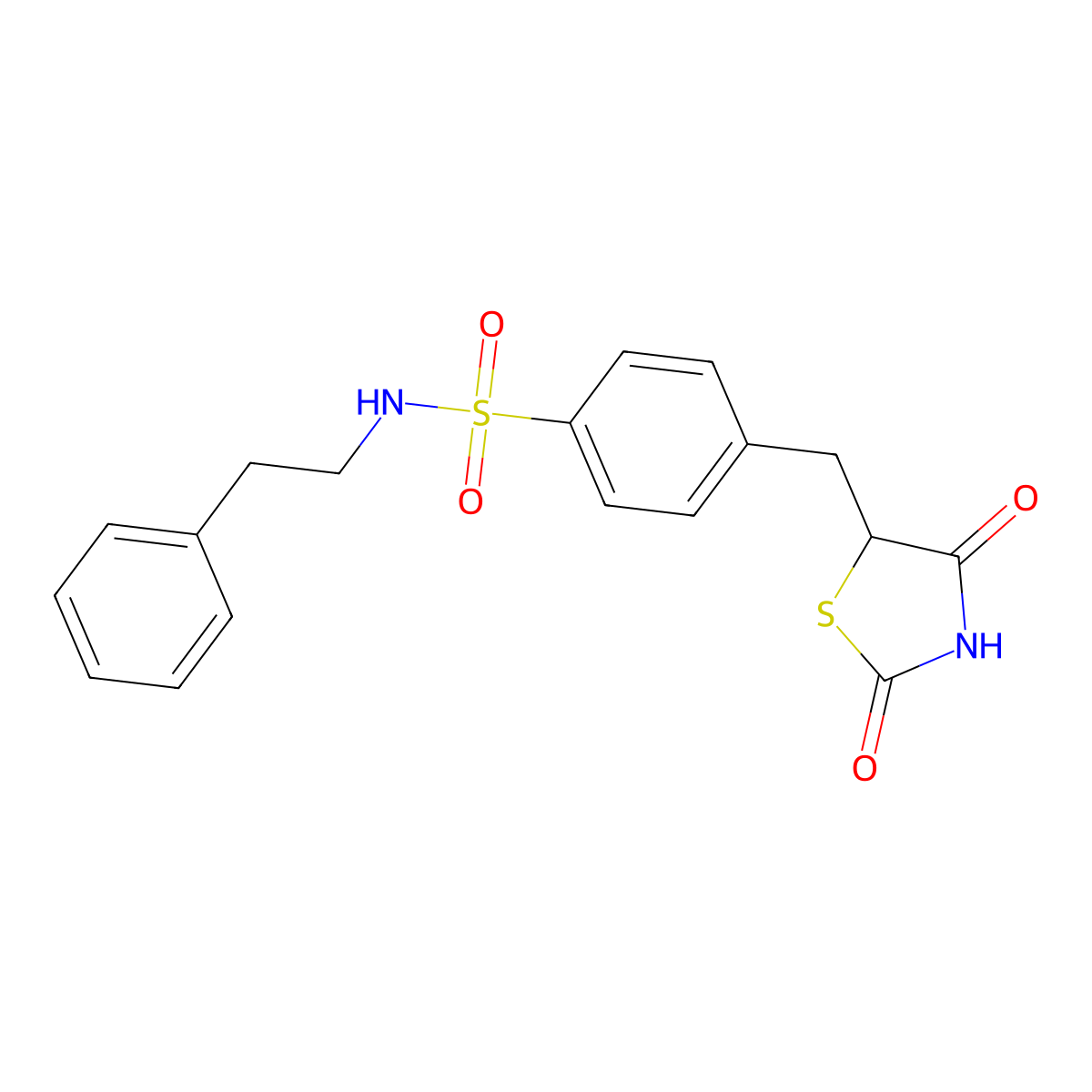 4-[(2,4-dioxo-1,3-thiazolan-5-yl)methyl]-N-phenethylbenzenesulfonamide molecular structure, CAS 860650-91-5