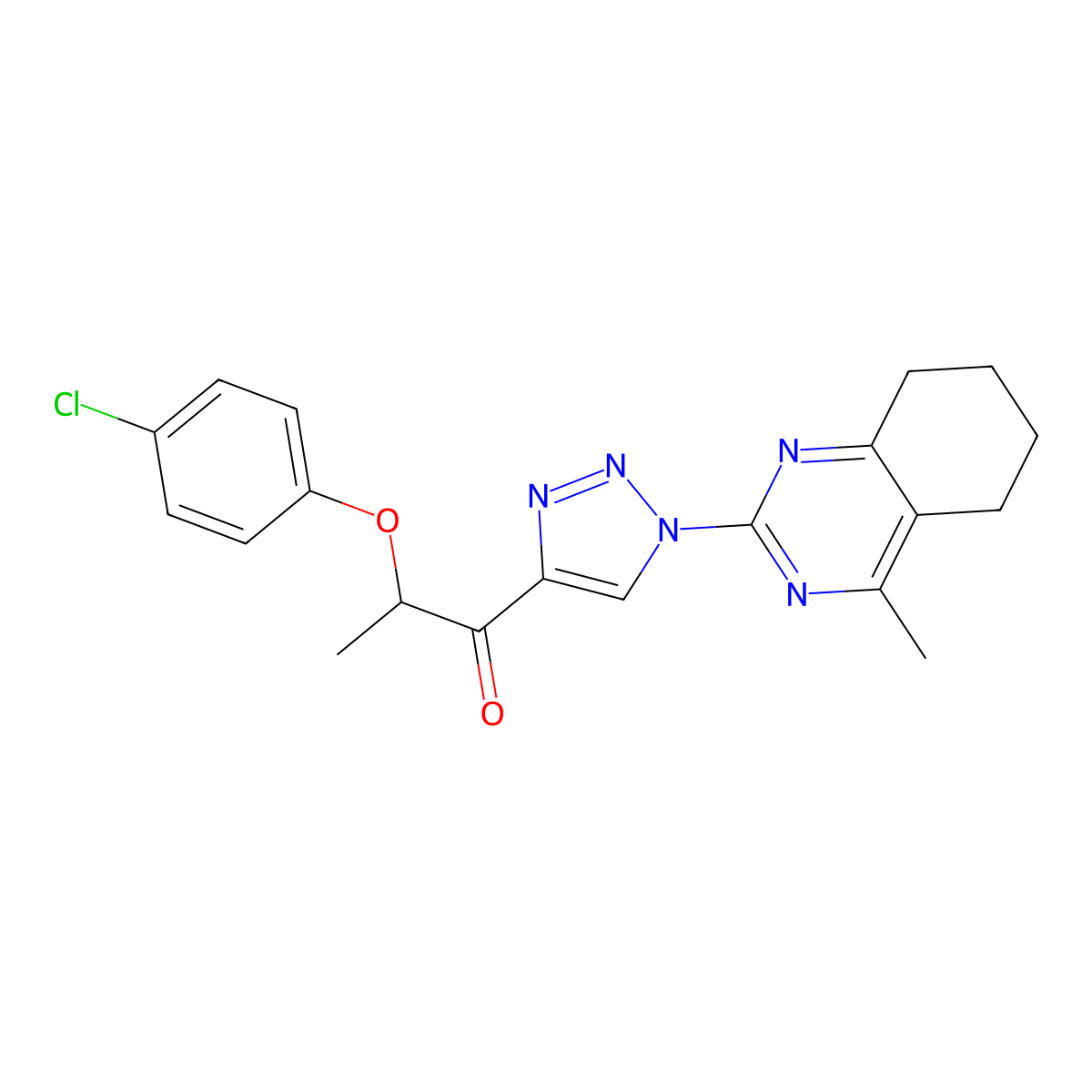 2-(4-chlorophenoxy)-1-[1-(4-methyl-5,6,7,8-tetrahydro-2-quinazolinyl)-1H-1,2,3-triazol-4-yl]-1-propanone molecular structure, CAS 860650-93-7