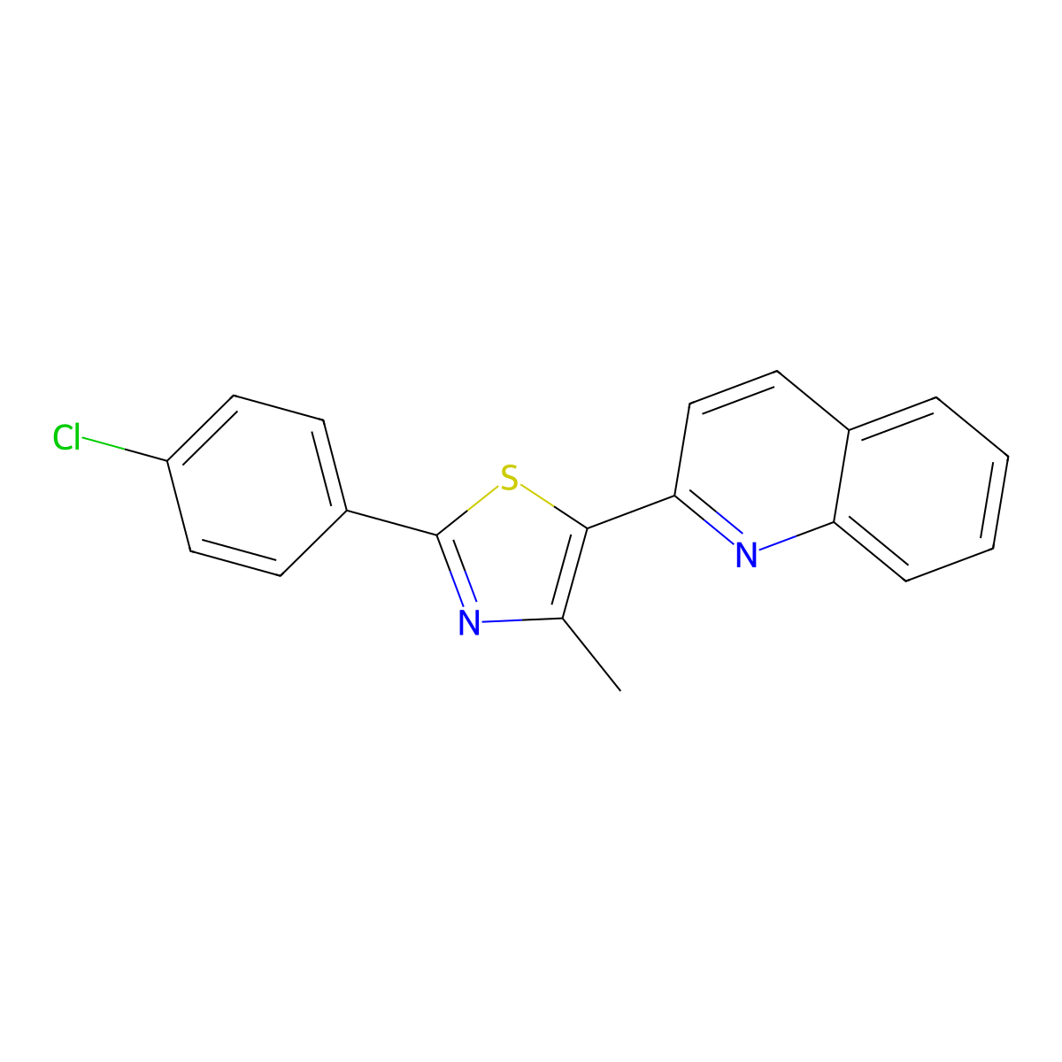 2-[2-(4-Chlorophenyl)-4-methyl-1,3-thiazol-5-yl]quinoline molecular structure, CAS 860650-94-8