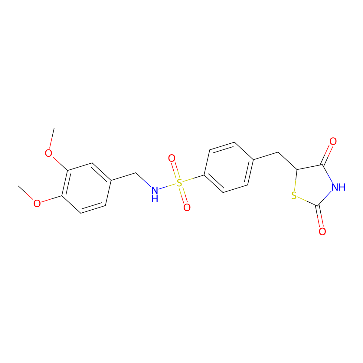 N-(3,4-dimethoxybenzyl)-4-[(2,4-dioxo-1,3-thiazolan-5-yl)methyl]benzenesulfonamide molecular structure, CAS 860650-95-9