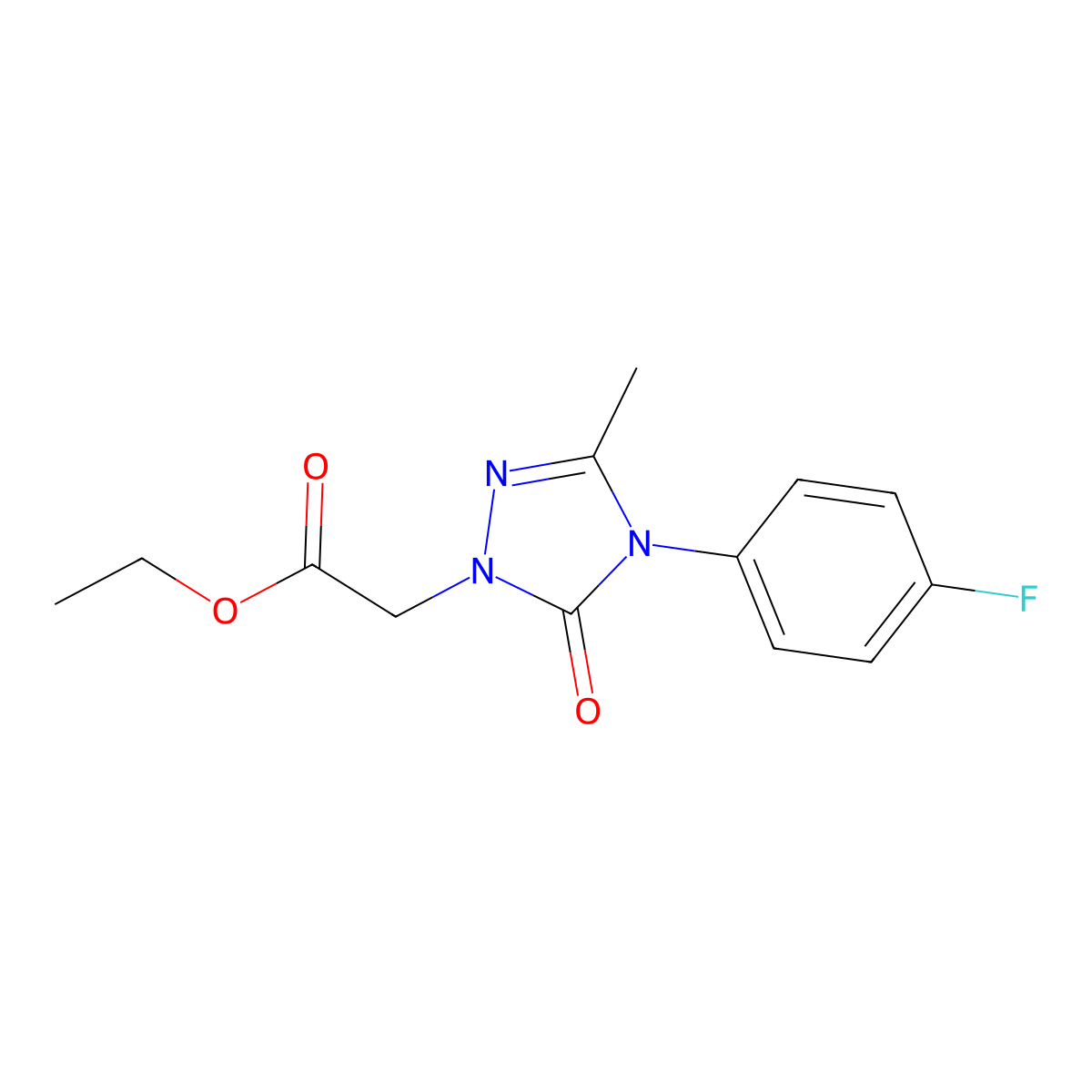 Ethyl 4-(4-fluorophenyl)-4,5-dihydro-3-methyl-5-oxo-1H-1,2,4-triazole-1-acetate molecular structure, CAS 860651-06-5