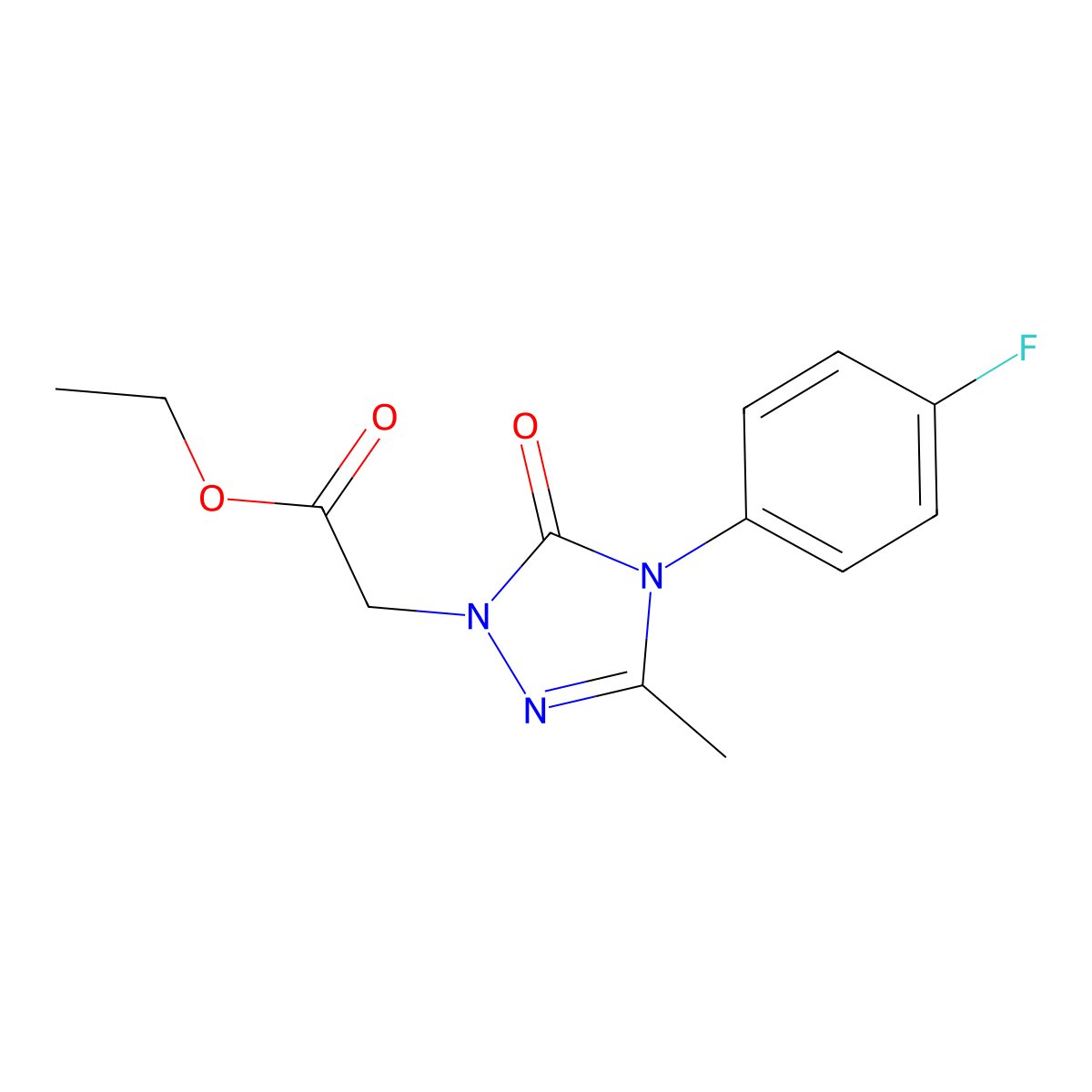 Ethyl 4-(4-fluorophenyl)-4,5-dihydro-3-methyl-5-oxo-1H-1,2,4-triazole-1-acetate molecular structure, CAS 860651-06-5