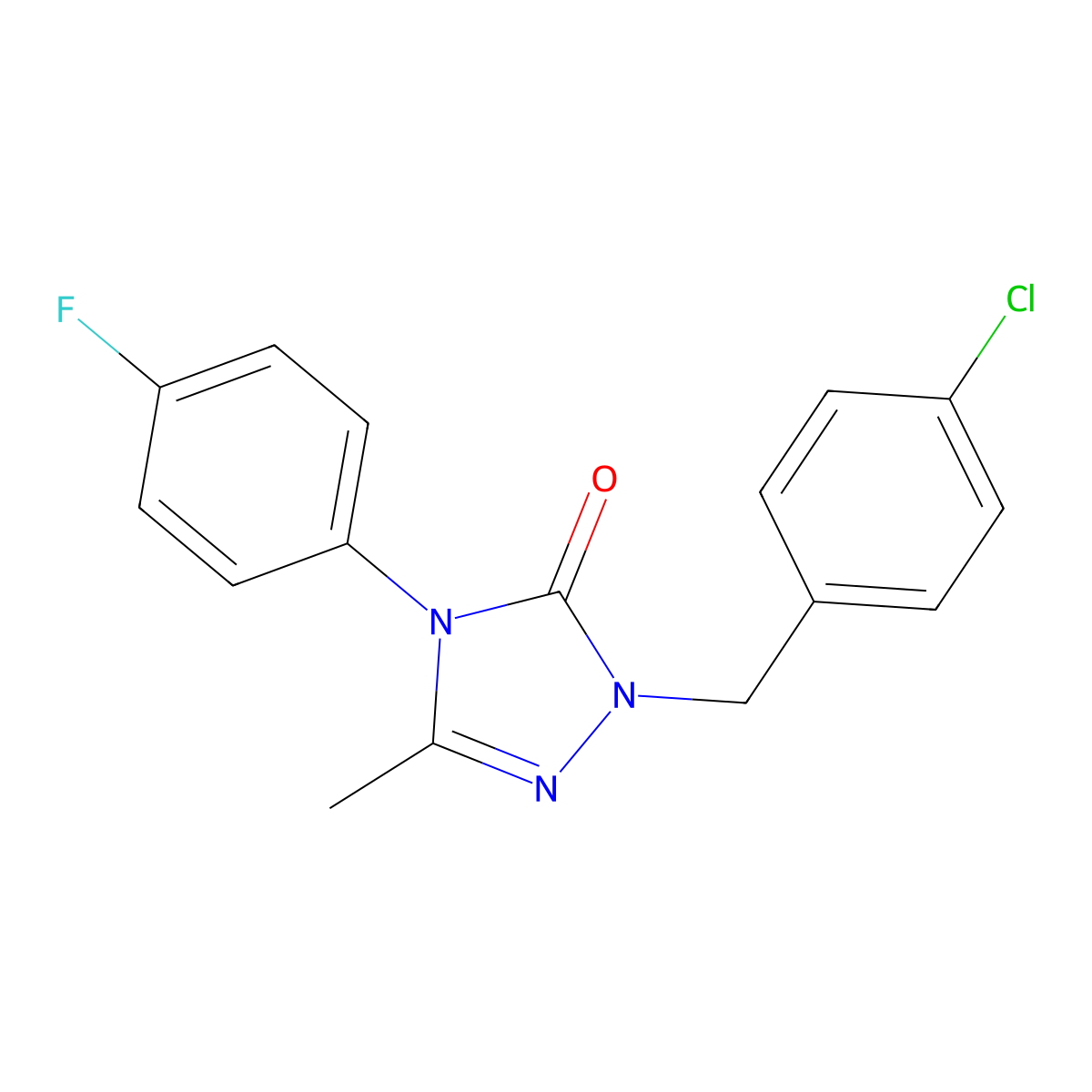2-(4-chlorobenzyl)-4-(4-fluorophenyl)-5-methyl-2,4-dihydro-3H-1,2,4-triazol-3-one molecular structure, CAS 860651-07-6