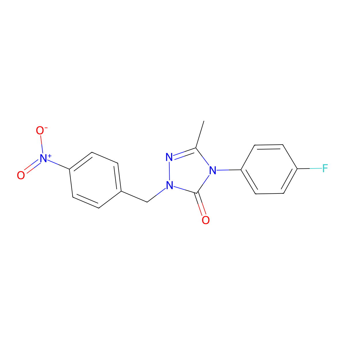 4-(4-fluorophenyl)-5-methyl-2-(4-nitrobenzyl)-2,4-dihydro-3H-1,2,4-triazol-3-one molecular structure, CAS 860651-09-8