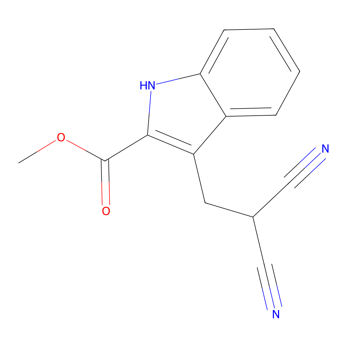 methyl 3-(2,2-dicyanoethyl)-1H-indole-2-carboxylate molecular structure, CAS 860651-12-3