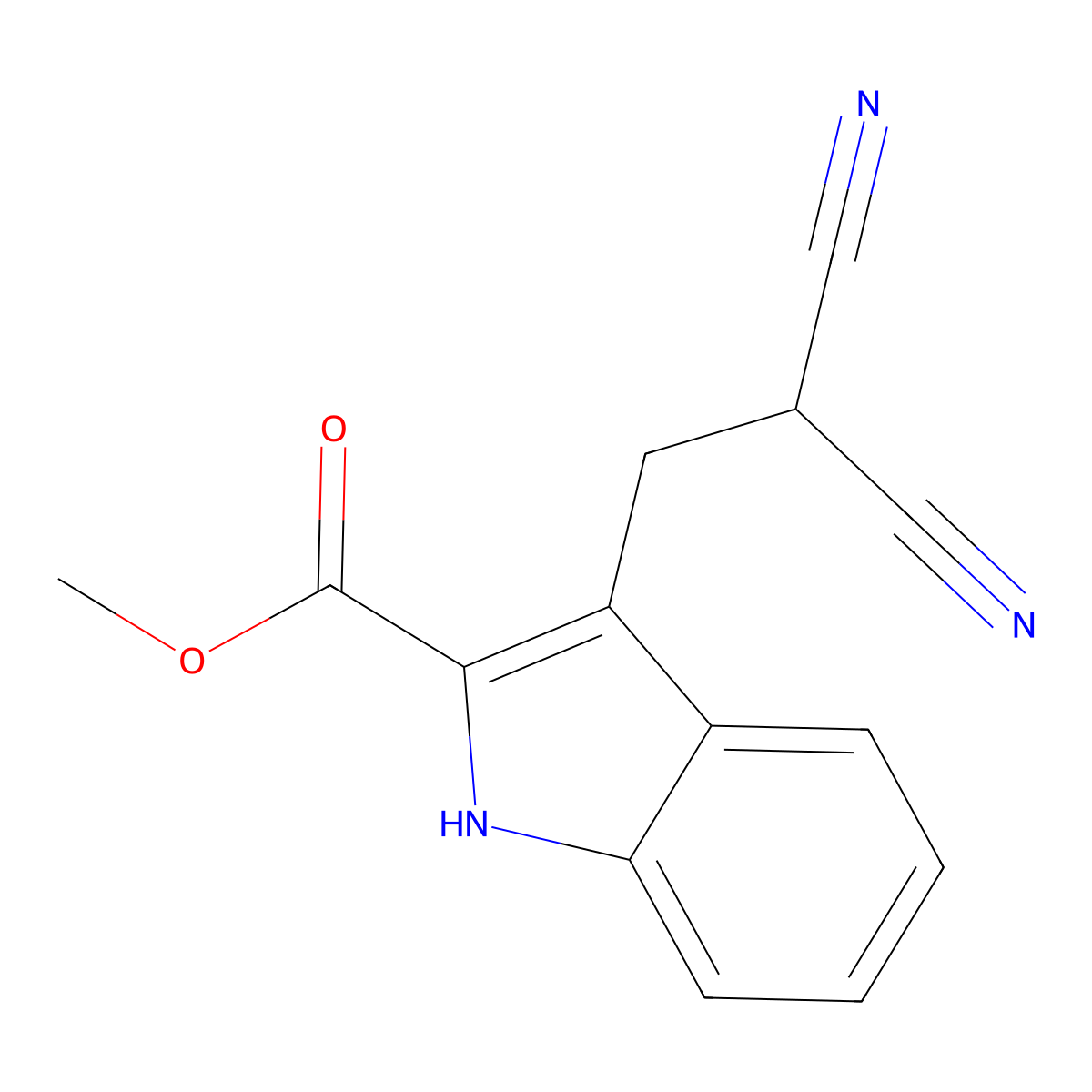 methyl 3-(2,2-dicyanoethyl)-1H-indole-2-carboxylate molecular structure, CAS 860651-12-3