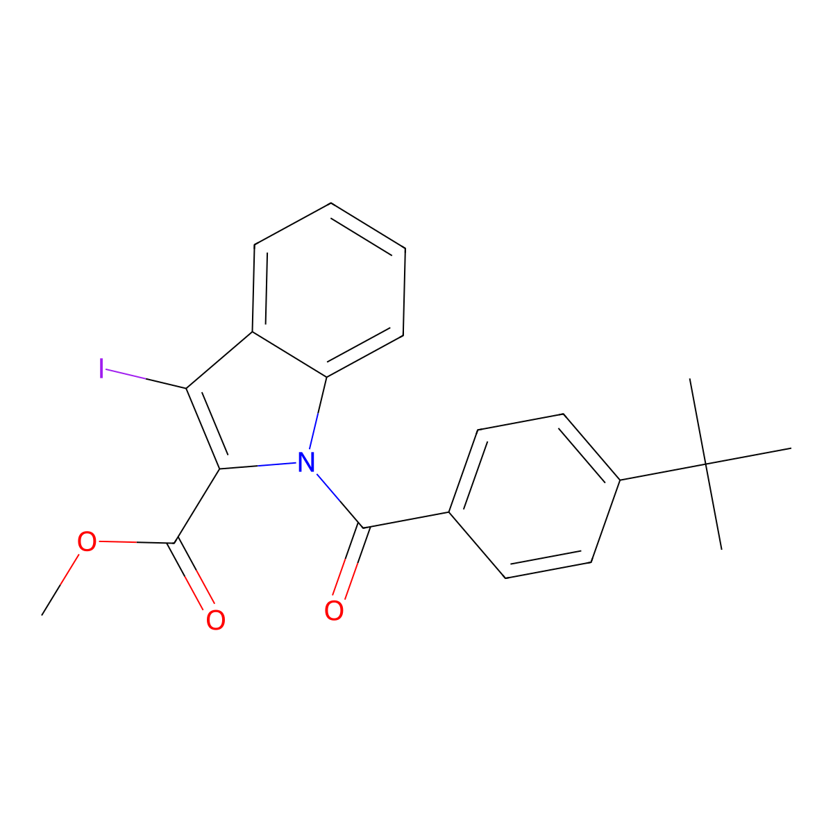 methyl 1-[4-(tert-butyl)benzoyl]-3-iodo-1H-indole-2-carboxylate molecular structure, CAS 860651-14-5
