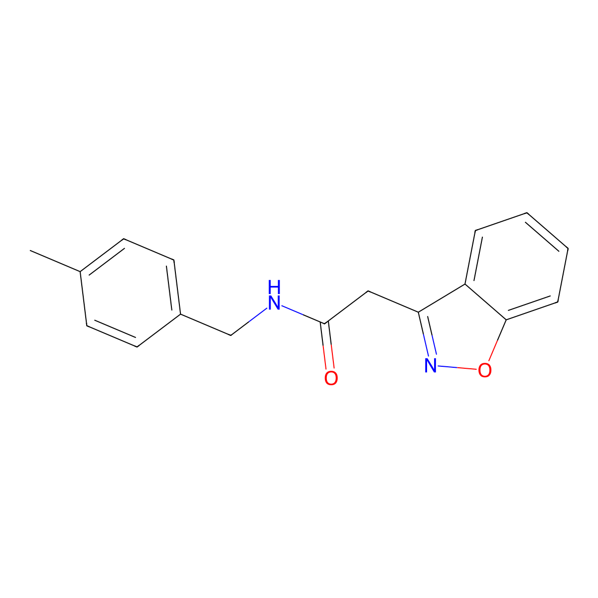 2-(1,2-benzoxazol-3-yl)-N-[(4-methylphenyl)methyl]acetamide molecular structure, CAS 860651-29-2