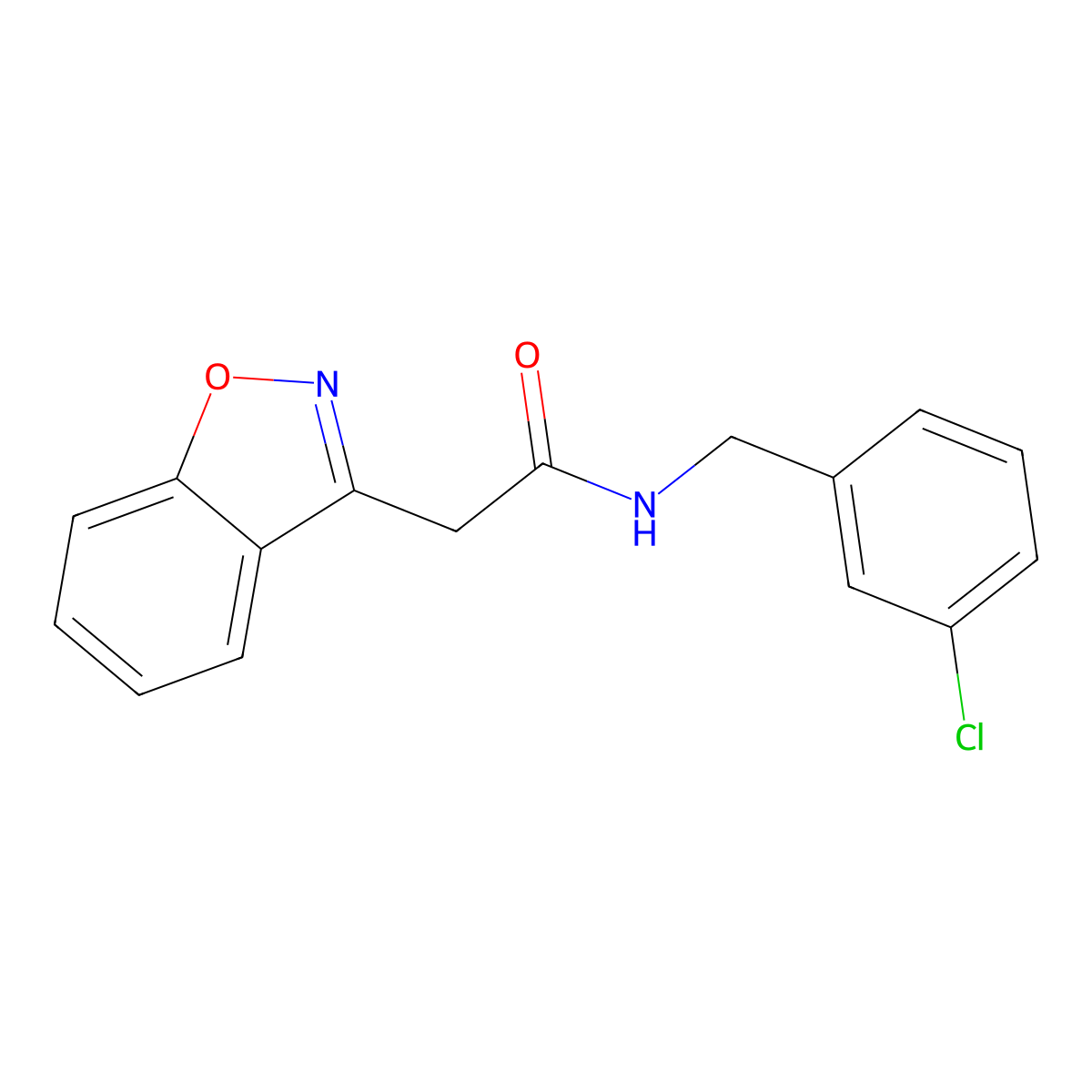 2-(1,2-benzoxazol-3-yl)-N-[(3-chlorophenyl)methyl]acetamide molecular structure, CAS 860651-30-5