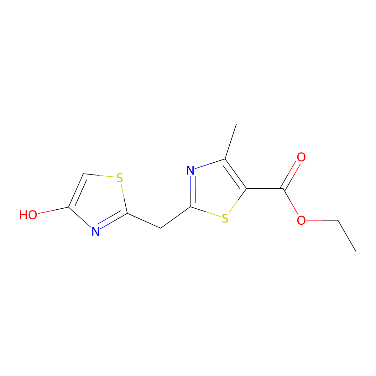 Ethyl 2-[(4-hydroxy-1,3-thiazol-2-yl)methyl]-4-methyl-1,3-thiazole-5-carboxylate molecular structure, CAS 860651-31-6