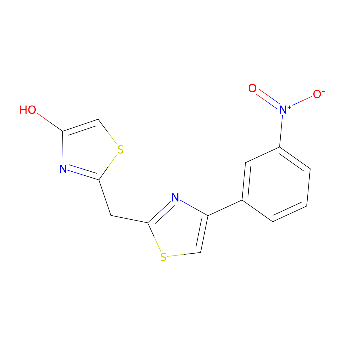 2-{[4-(3-Nitrophenyl)-1,3-thiazol-2-yl]methyl}-1,3-thiazol-4-ol molecular structure, CAS 860651-32-7