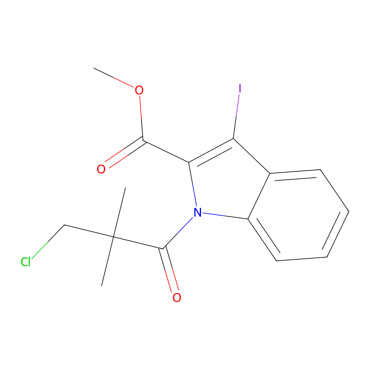 methyl 1-(3-chloro-2,2-dimethylpropanoyl)-3-iodo-1H-indole-2-carboxylate molecular structure, CAS 860651-34-9