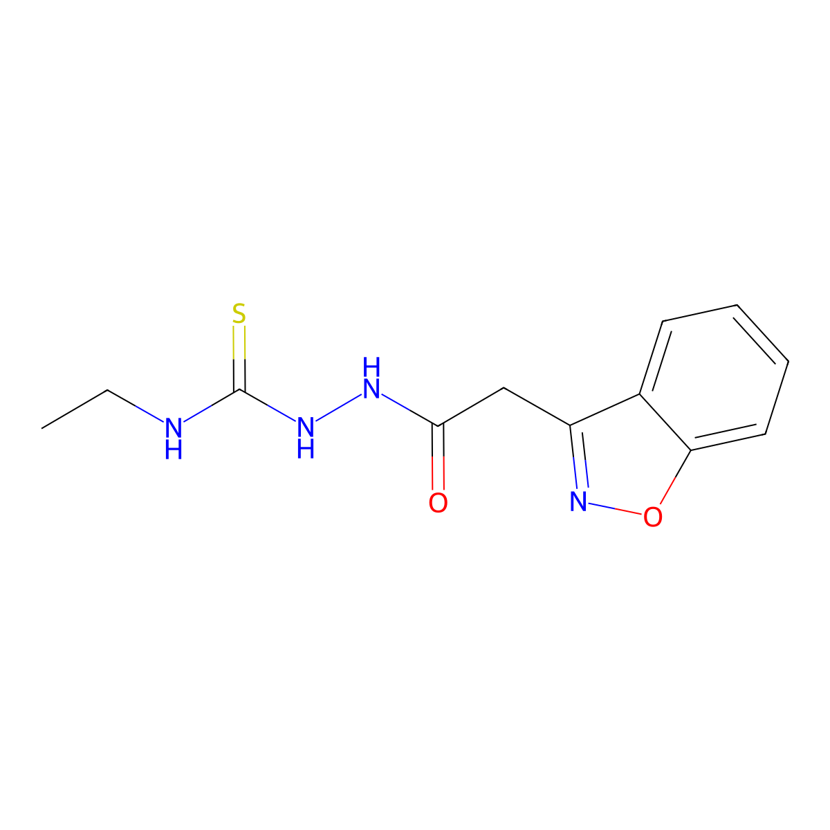 2-[2-(1,2-benzisoxazol-3-yl)acetyl]-N-ethyl-1-hydrazinecarbothioamide molecular structure, CAS 860651-40-7