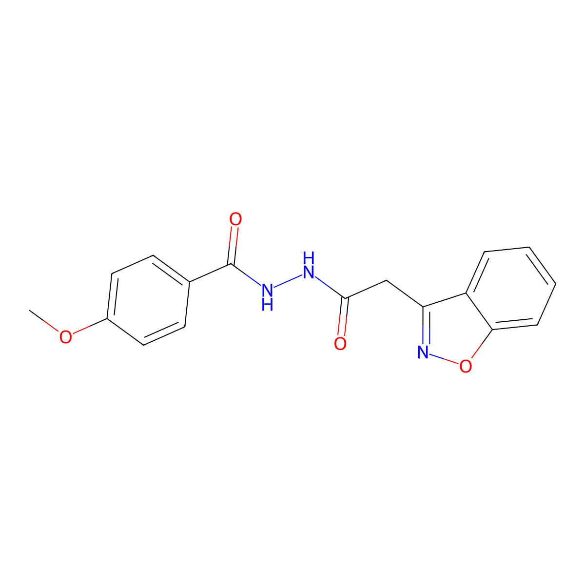 N'-[2-(1,2-benzisoxazol-3-yl)acetyl]-4-methoxybenzenecarbohydrazide molecular structure, CAS 860651-42-9