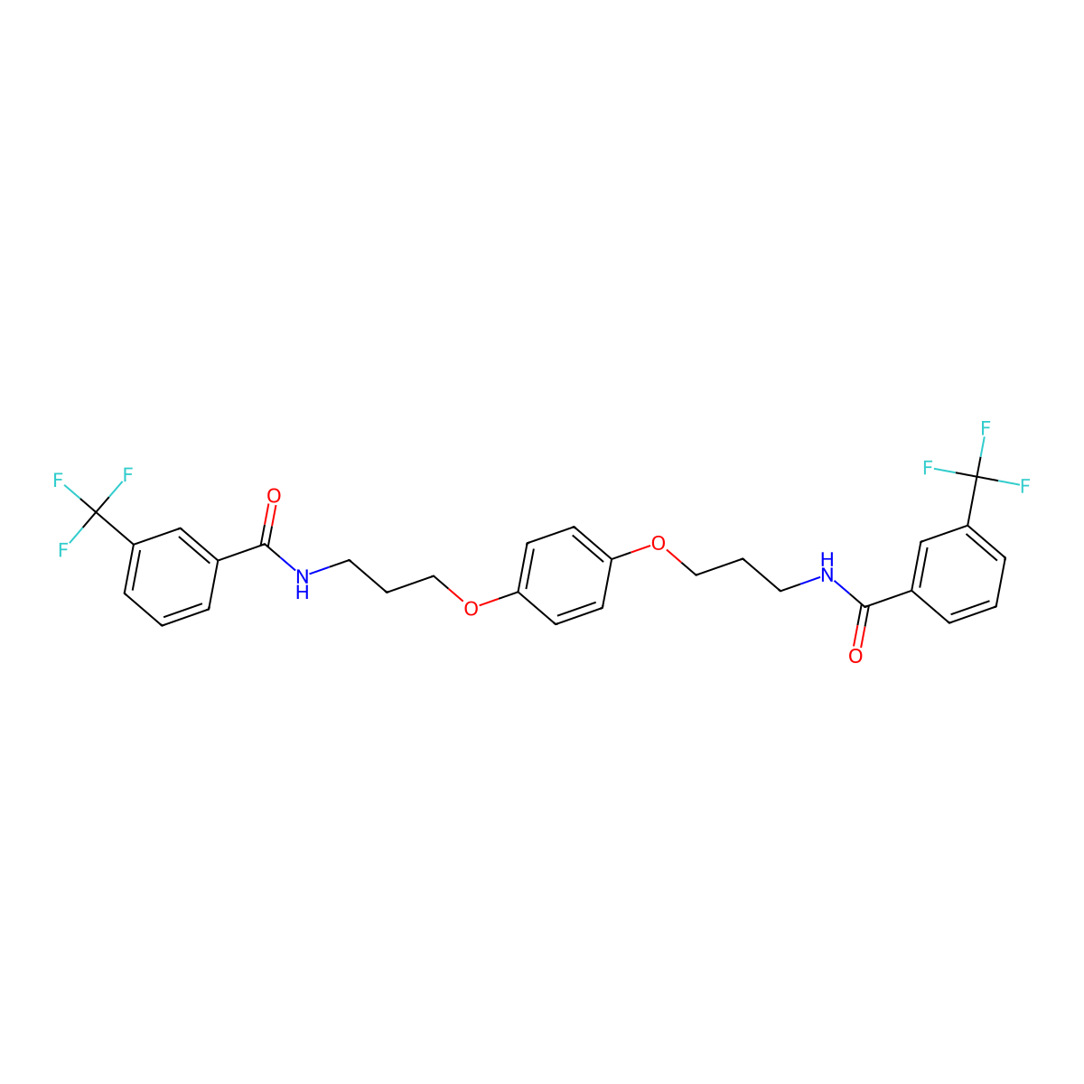 3-(trifluoromethyl)-N-[3-[4-[3-[[3-(trifluoromethyl)benzoyl]amino]propoxy]phenoxy]propyl]benzamide molecular structure, CAS 860651-51-0