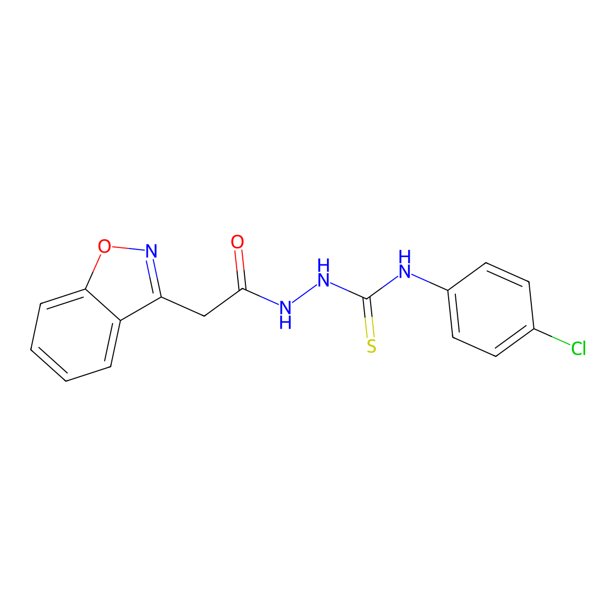 2-[2-(1,2-benzisoxazol-3-yl)acetyl]-N-(4-chlorophenyl)-1-hydrazinecarbothioamide molecular structure, CAS 860651-57-6
