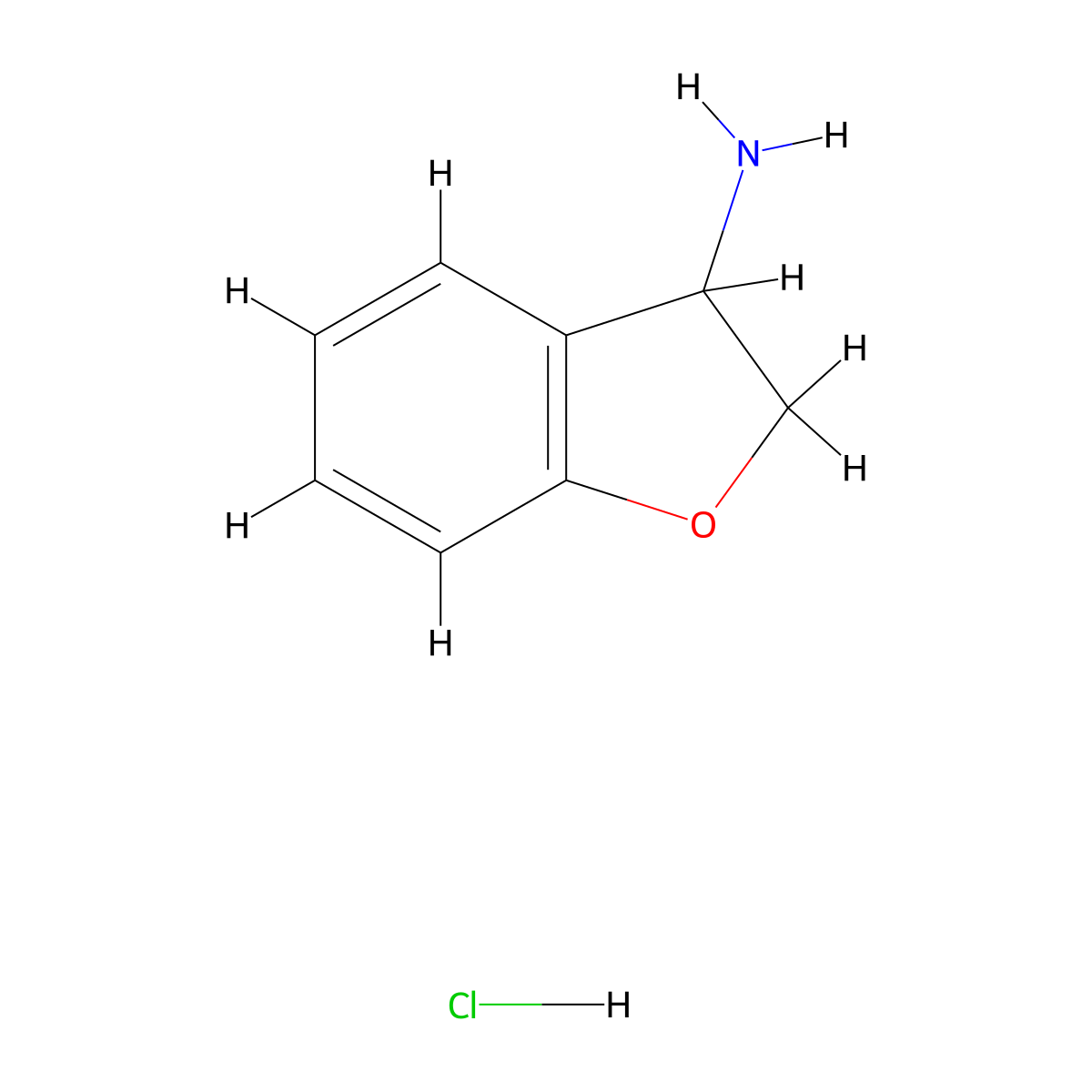 2,3-Dihydro-1-benzofuran-3-amine hydrochloride molecular structure, CAS 860689-81-2