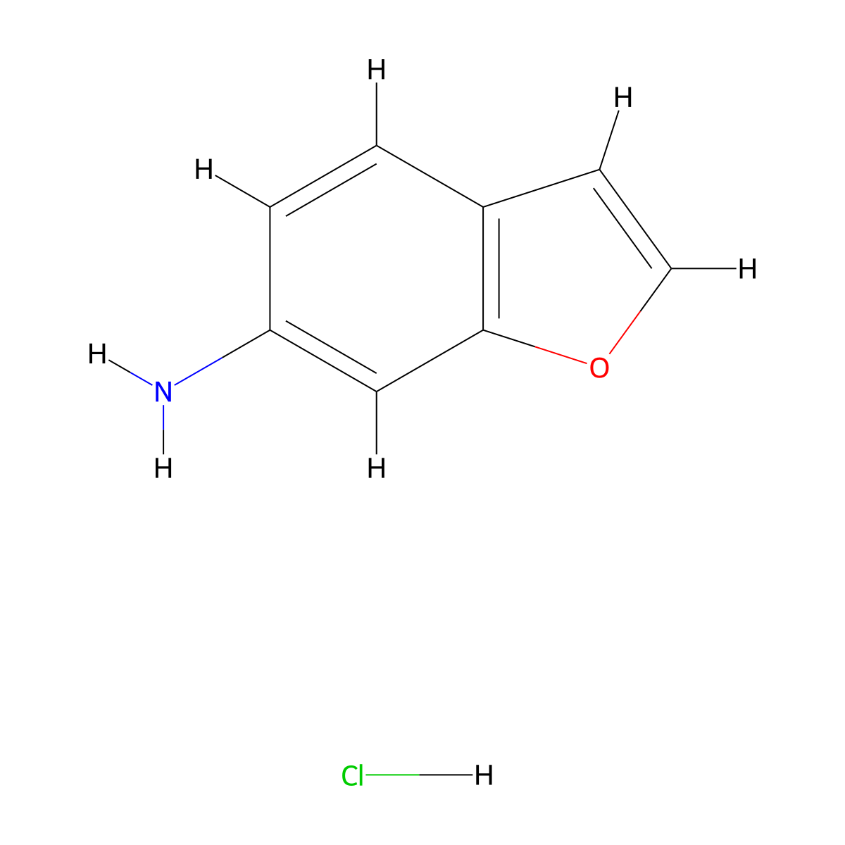 1-Benzofuran-6-amine hydrochloride molecular structure, CAS 860691-97-0