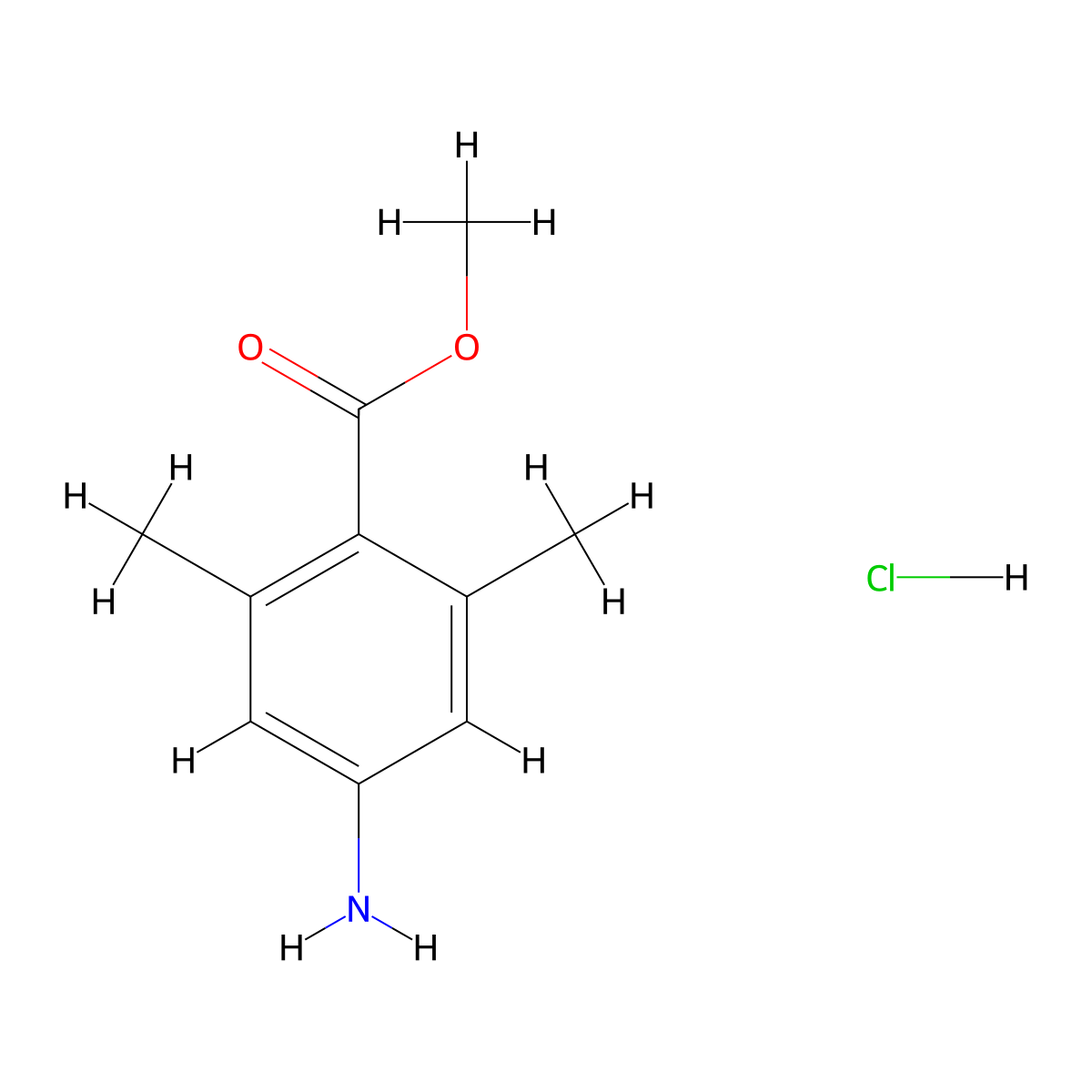 Methyl4-amino-2,6-dimethylbenzoatehydrochloride molecular structure, CAS 860693-27-2