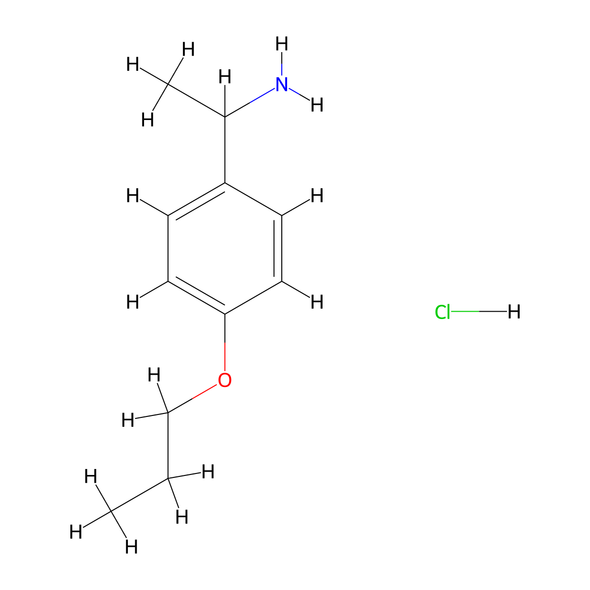 1-(4-Propoxyphenyl)ethan-1-amine--hydrogen chloride (1/1) molecular structure, CAS 860701-75-3