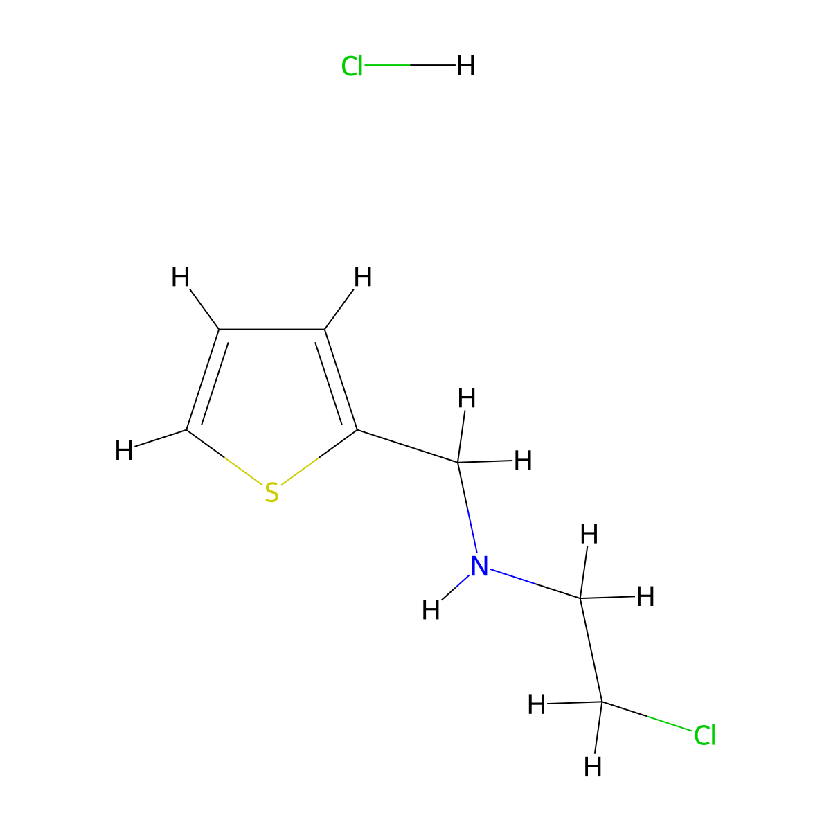 (2-Chloroethyl)[(thiophen-2-yl)methyl]amine hydrochloride molecular structure, CAS 860710-07-2