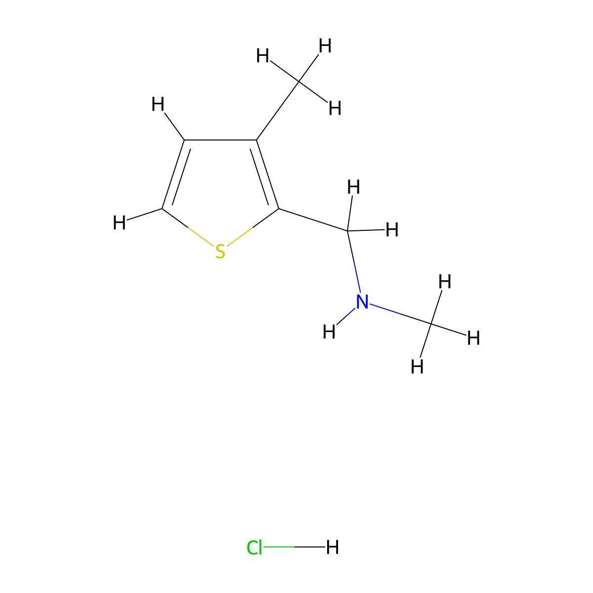 Methyl[(3-methylthiophen-2-yl)methyl]amine hydrochloride molecular structure, CAS 860710-37-8