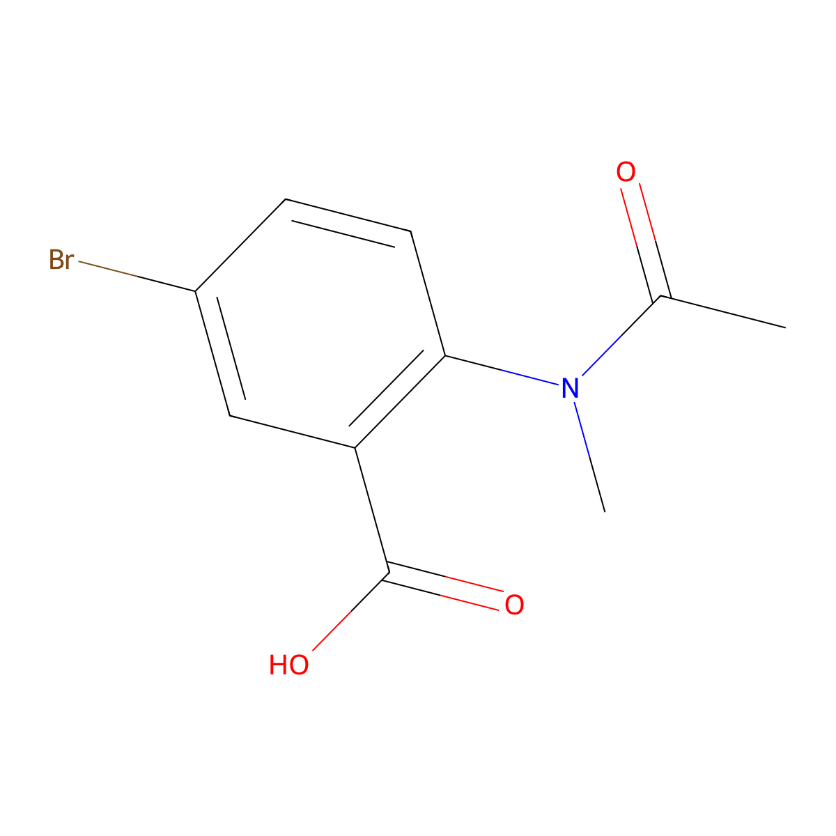 5-bromo-2-(N-methylacetamido)benzoic acid molecular structure, CAS 860732-60-1