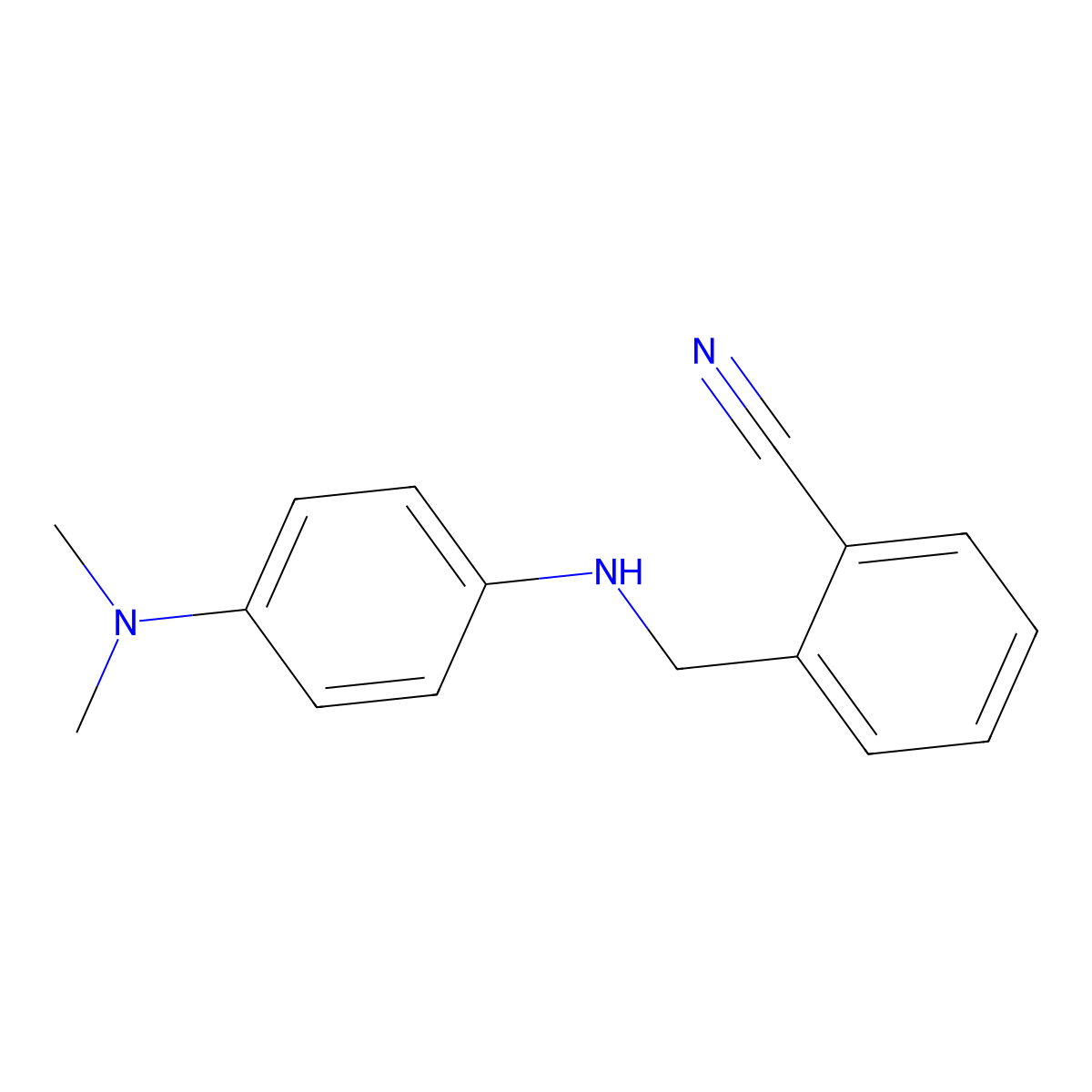 Benzonitrile, 2-[[[4-(dimethylamino)phenyl]amino]methyl]- molecular structure, CAS 860751-79-7