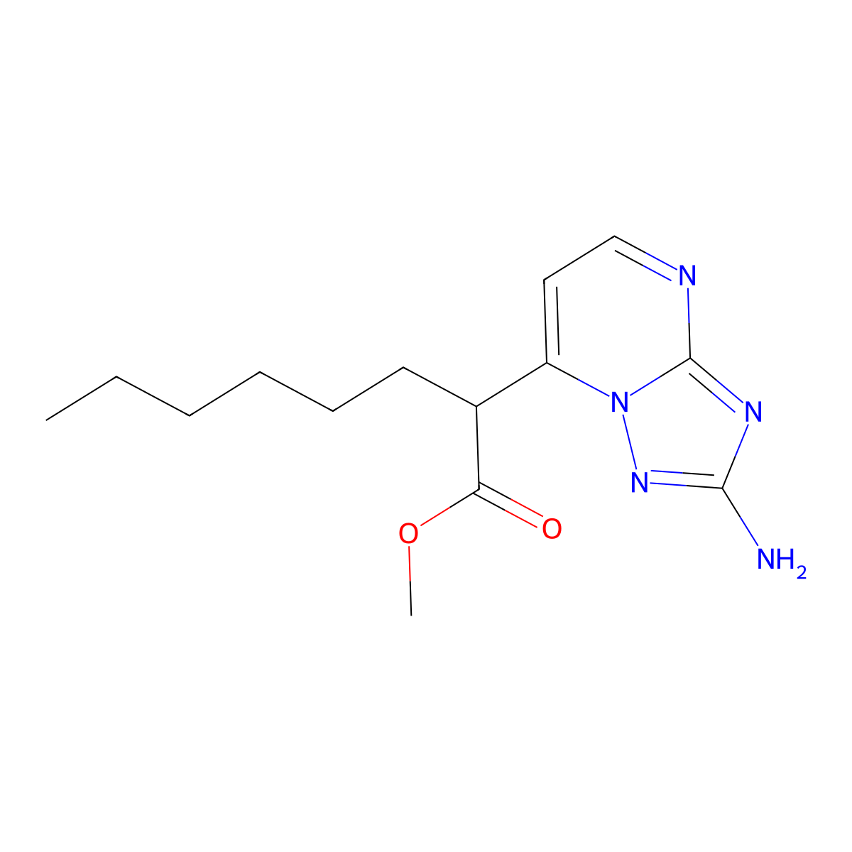 Methyl 2-(2-amino[1,2,4]triazolo[1,5-a]pyrimidin-7-yl)octanoate molecular structure, CAS 860783-94-4