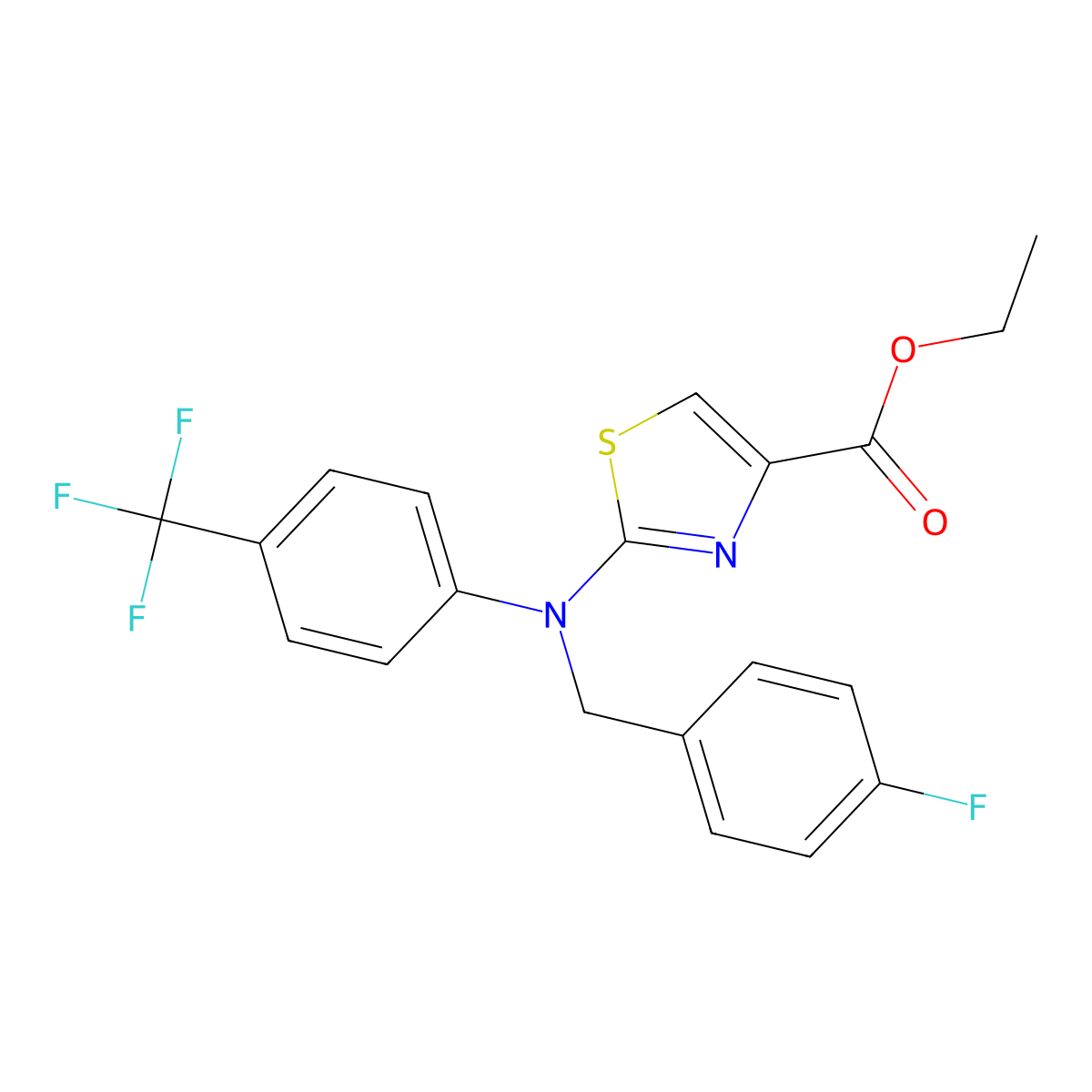 Ethyl 2-[(4-fluorobenzyl)-4-(trifluoromethyl)anilino]-1,3-thiazole-4-carboxylate molecular structure, CAS 860783-96-6