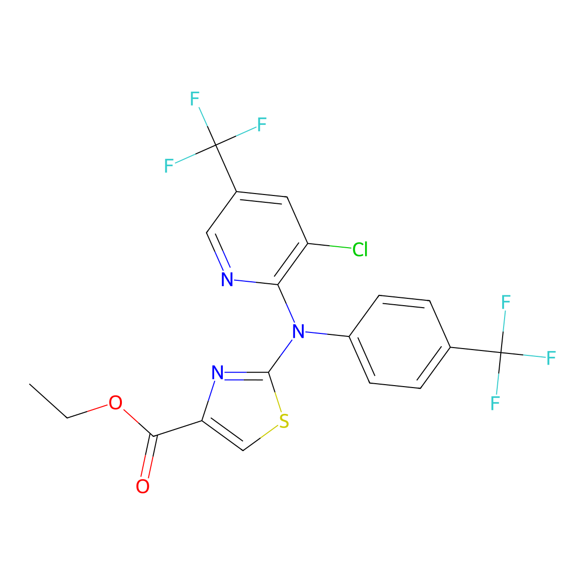 Ethyl 2-[[3-chloro-5-(trifluoromethyl)-2-pyridinyl]-4-(trifluoromethyl)anilino]-1,3-thiazole-4-carboxylate molecular structure, CAS 860784-00-5