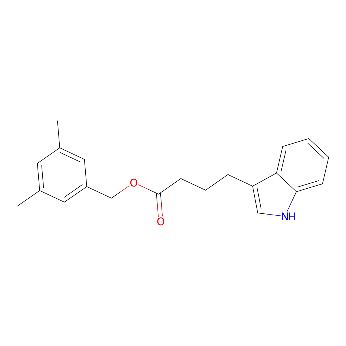 (3,5-dimethylphenyl)methyl 4-(1H-indol-3-yl)butanoate molecular structure, CAS 860784-03-8