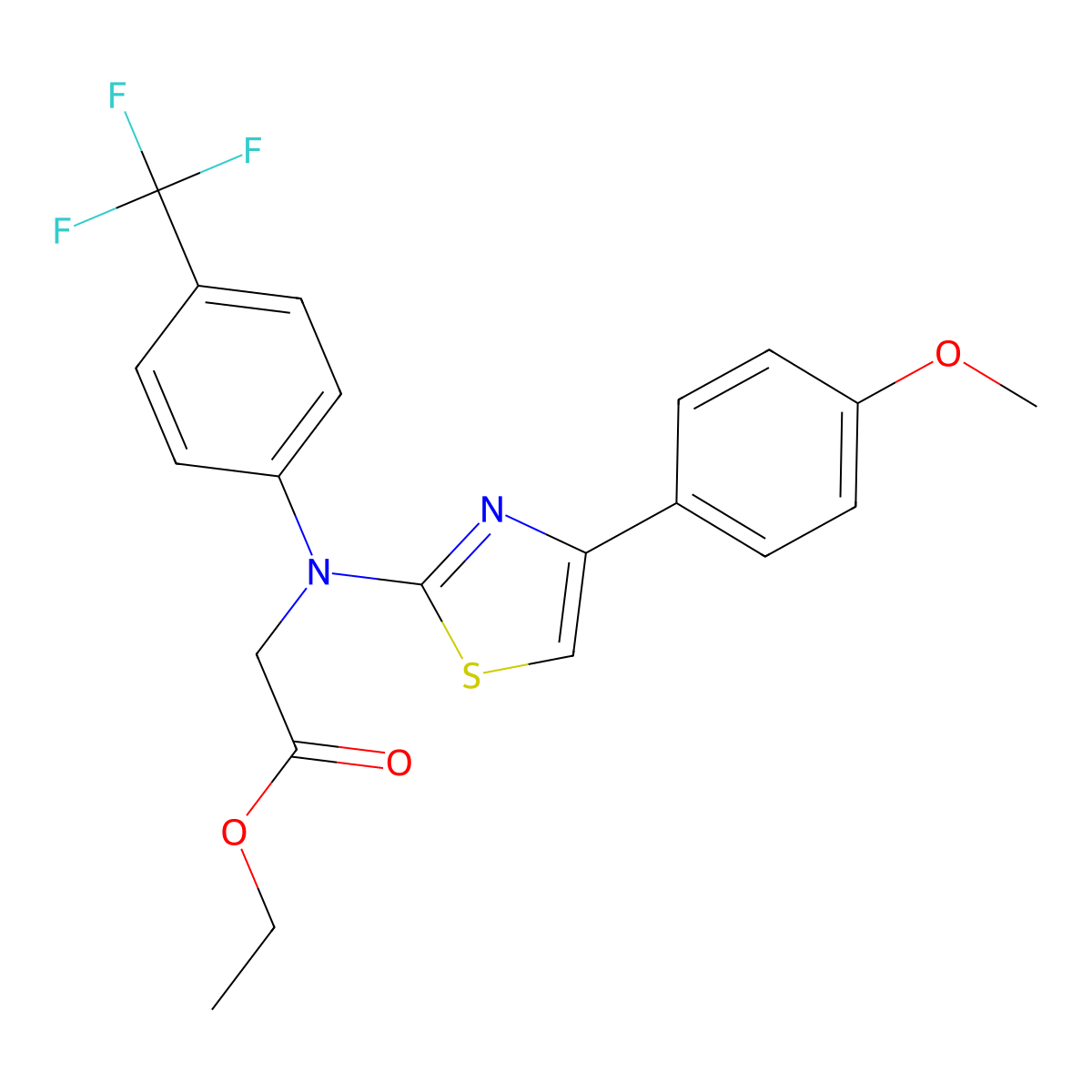 Ethyl 2-[[4-(4-methoxyphenyl)-1,3-thiazol-2-yl]-4-(trifluoromethyl)anilino]acetate molecular structure, CAS 860784-12-9
