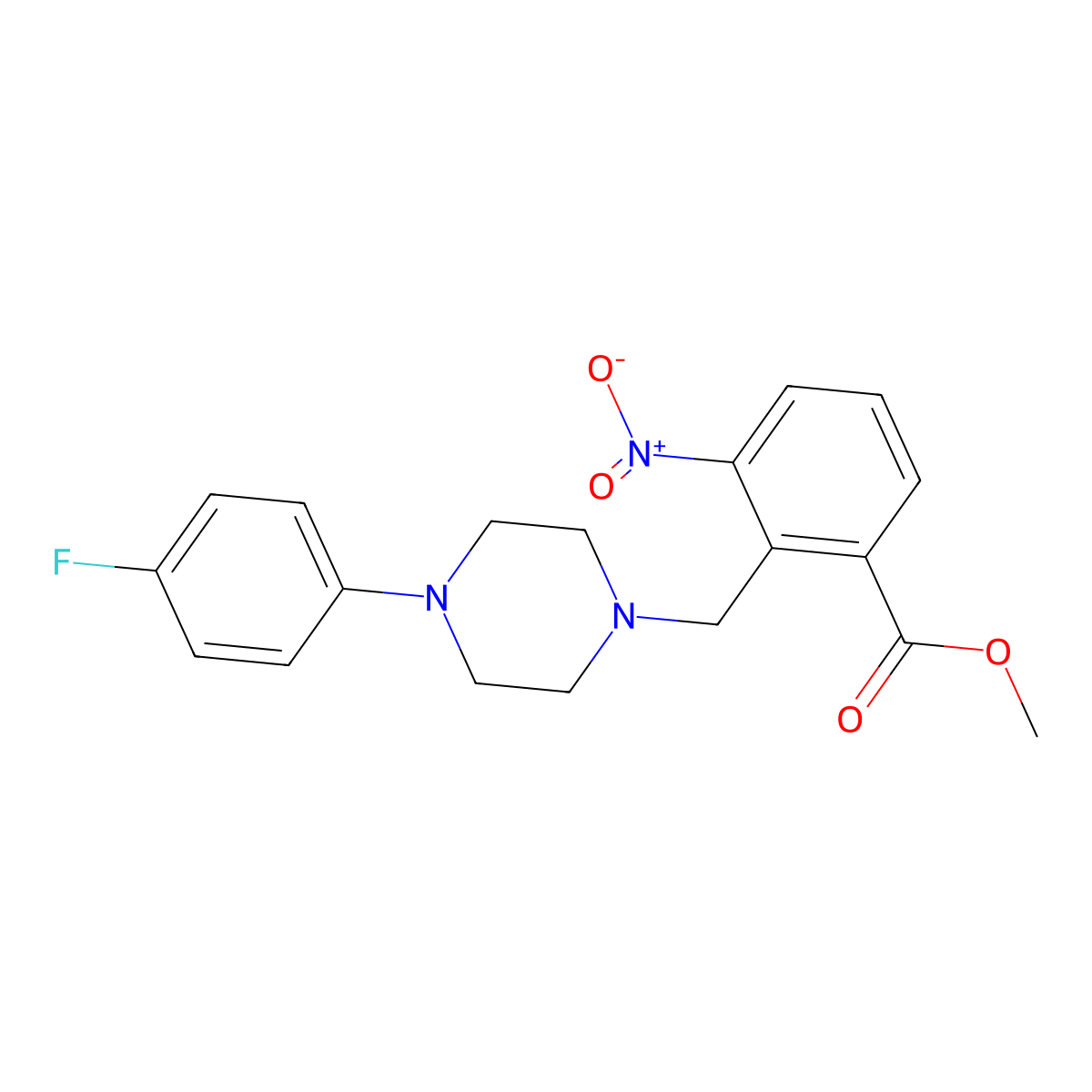 Methyl 2-{[4-(4-fluorophenyl)piperazino]methyl}-3-nitrobenzenecarboxylate molecular structure, CAS 860784-14-1
