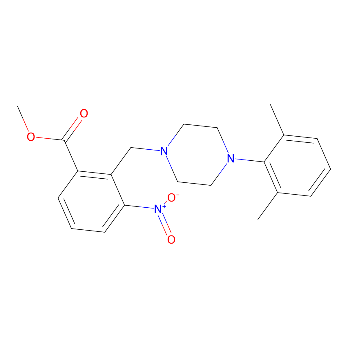 Methyl 2-{[4-(2,6-dimethylphenyl)piperazino]methyl}-3-nitrobenzenecarboxylate molecular structure, CAS 860784-16-3