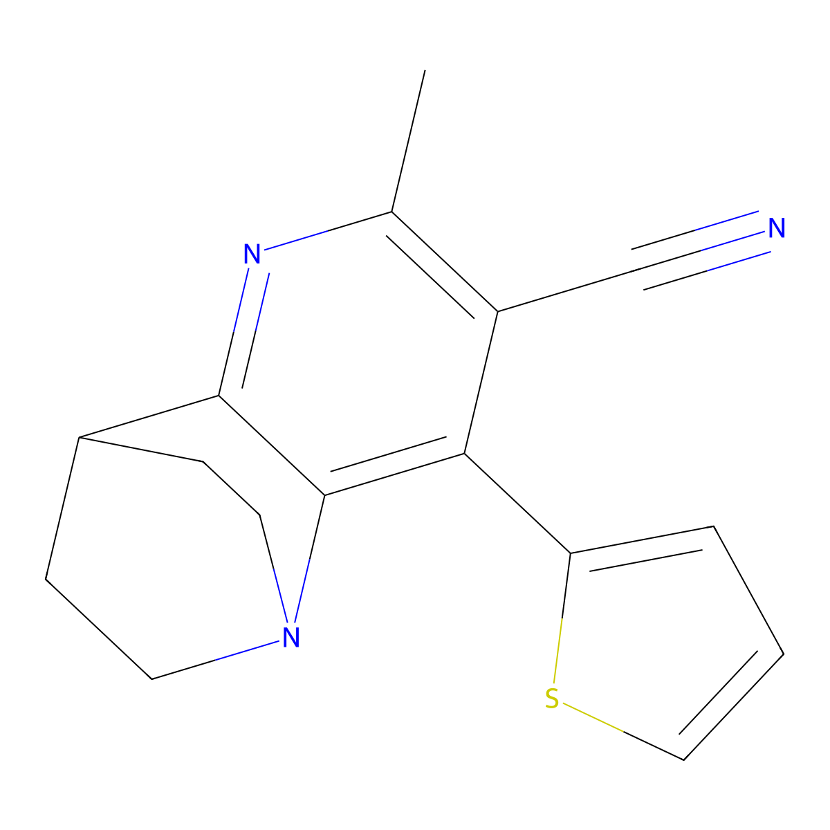 5-Methyl-3-(2-thienyl)-1,6-diazatricyclo[6.2.2.0~2,7~]dodeca-2(7),3,5-triene-4-carbonitrile molecular structure, CAS 860784-23-2