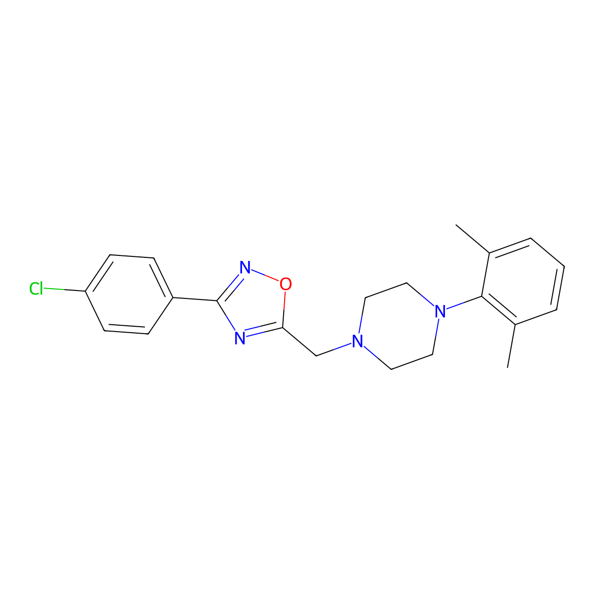 1-{[3-(4-Chlorophenyl)-1,2,4-oxadiazol-5-yl]methyl}-4-(2,6-dimethylphenyl)piperazine molecular structure, CAS 860784-30-1