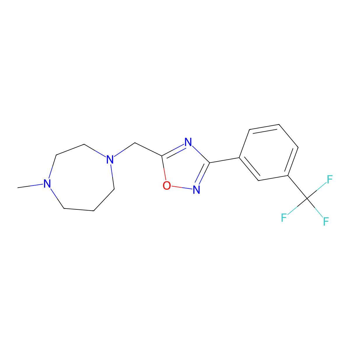 1-Methyl-4-({3-[3-(trifluoromethyl)phenyl]-1,2,4-oxadiazol-5-yl}methyl)-1,4-diazepane molecular structure, CAS 860784-32-3