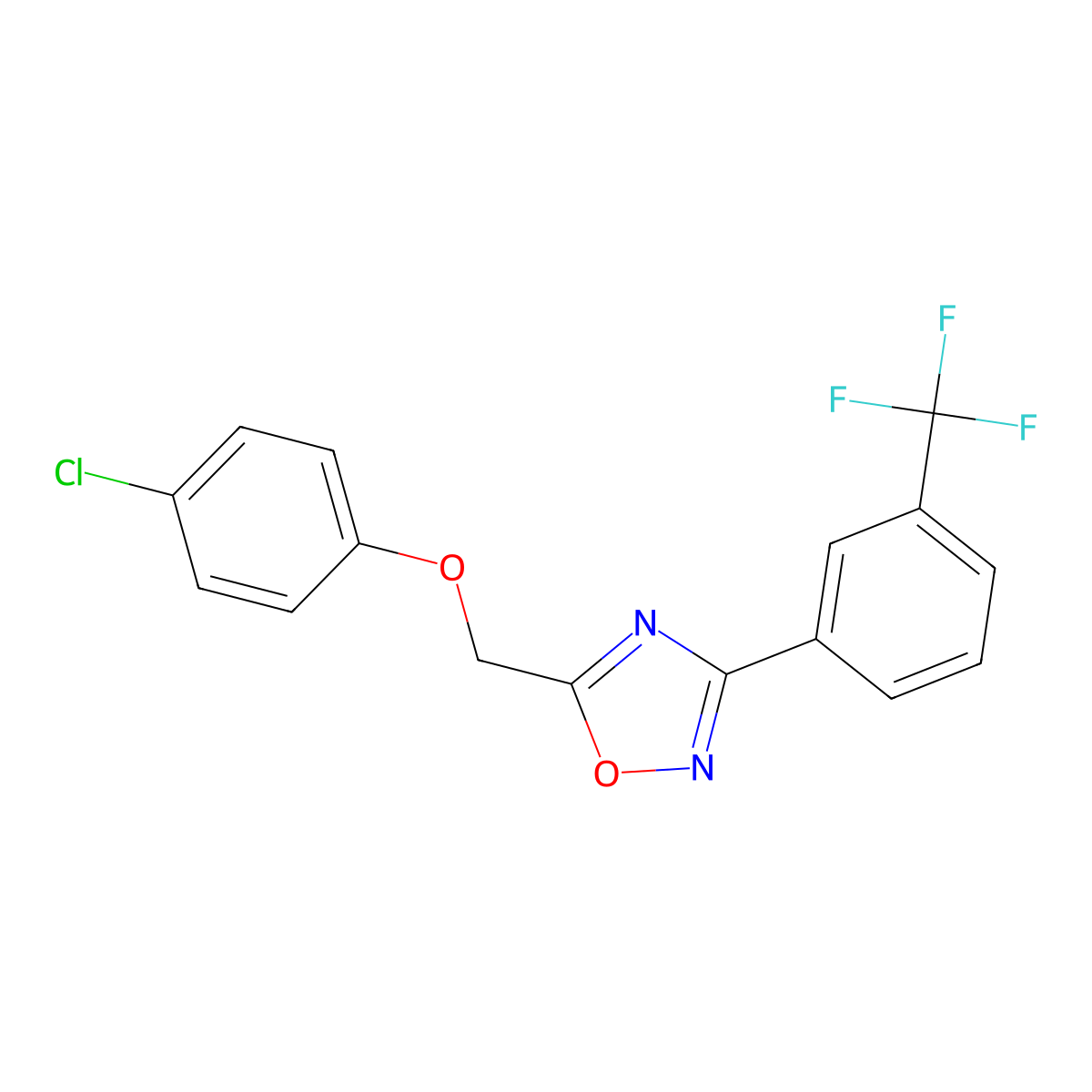 5-[(4-Chlorophenoxy)methyl]-3-[3-(trifluoromethyl)phenyl]-1,2,4-oxadiazole molecular structure, CAS 860784-34-5