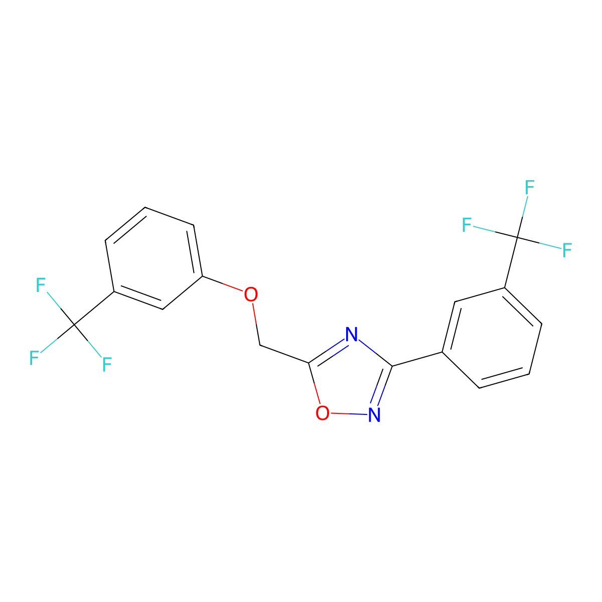 5-{[3-(Trifluoromethyl)phenoxy]methyl}-3-[3-(trifluoromethyl)phenyl]-1,2,4-oxadiazole molecular structure, CAS 860784-35-6
