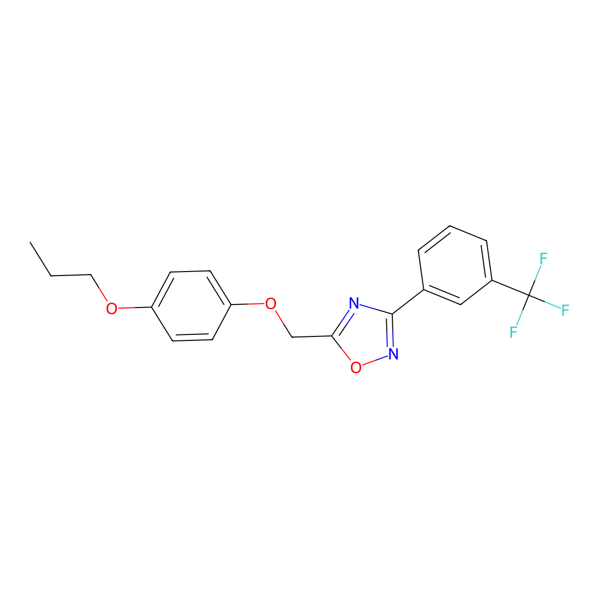 5-[(4-Propoxyphenoxy)methyl]-3-[3-(trifluoromethyl)phenyl]-1,2,4-oxadiazole molecular structure, CAS 860784-36-7