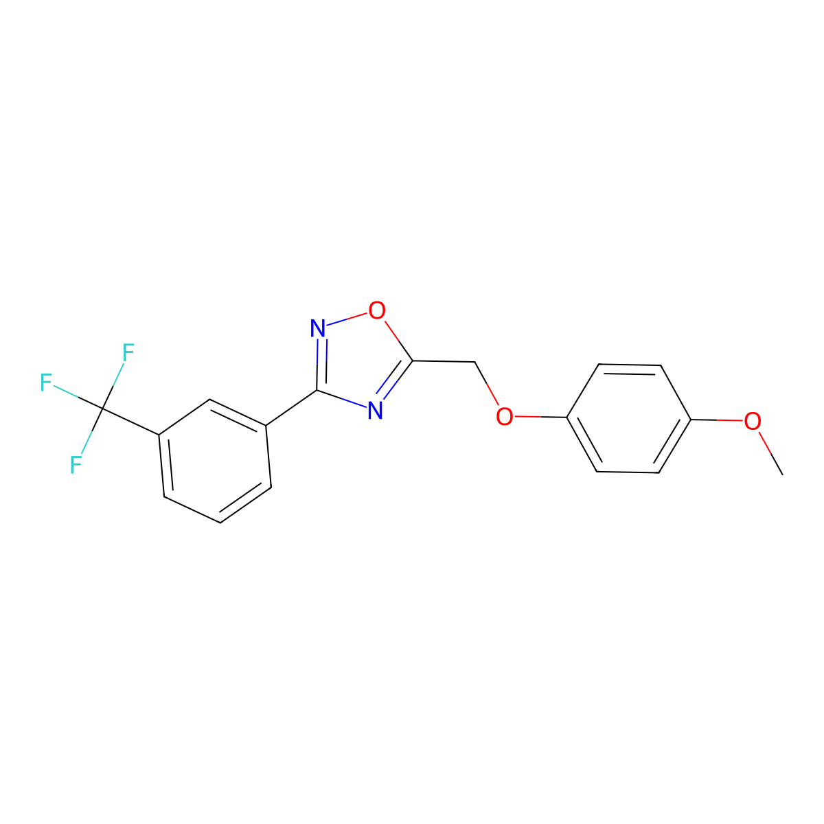 5-[(4-Methoxyphenoxy)methyl]-3-[3-(trifluoromethyl)phenyl]-1,2,4-oxadiazole molecular structure, CAS 860784-37-8